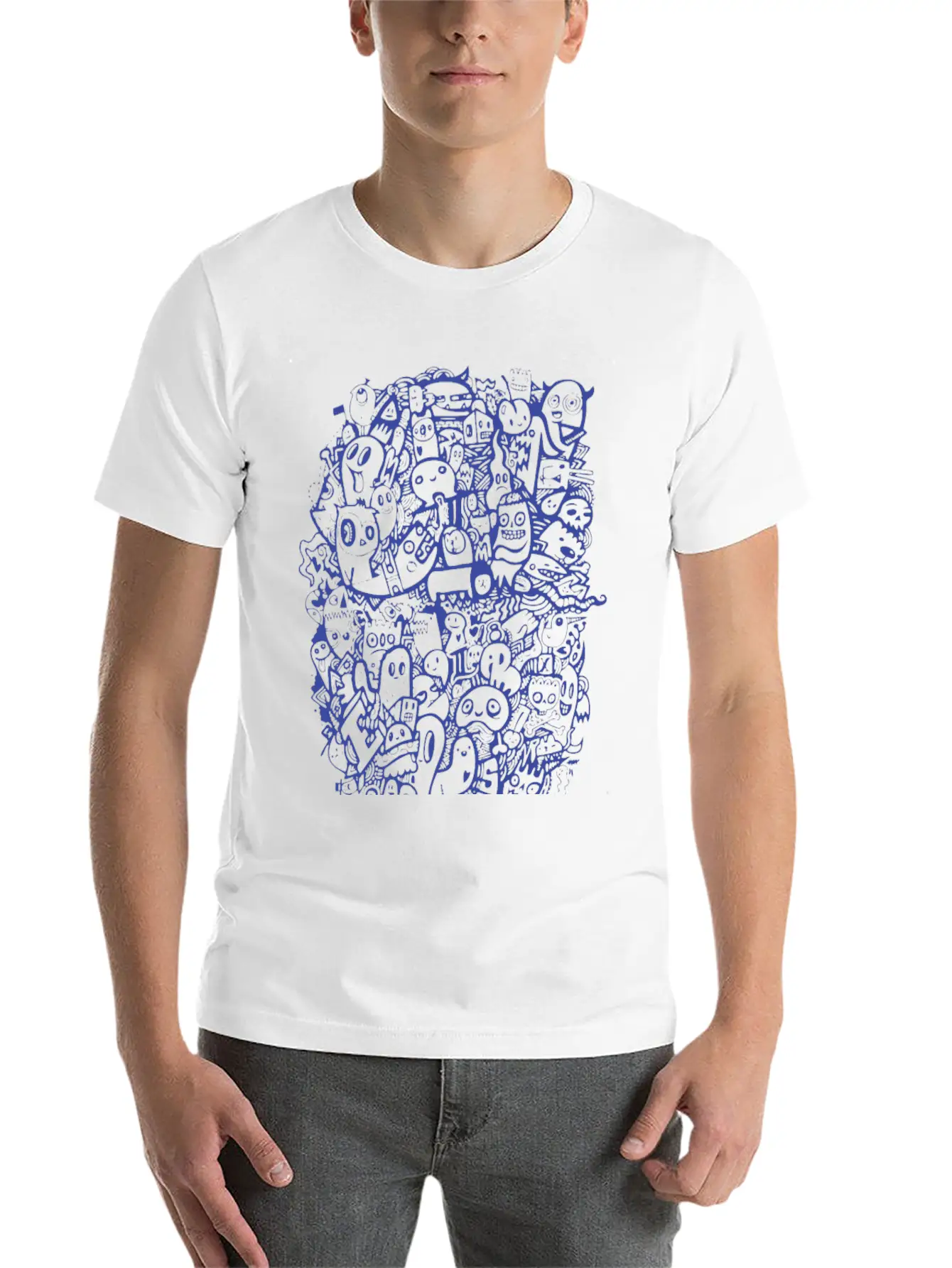 New Design Blue Doodle Best Seller Basic Graphic T-Shirt ¨C Daily Comfort In Soft Cotton