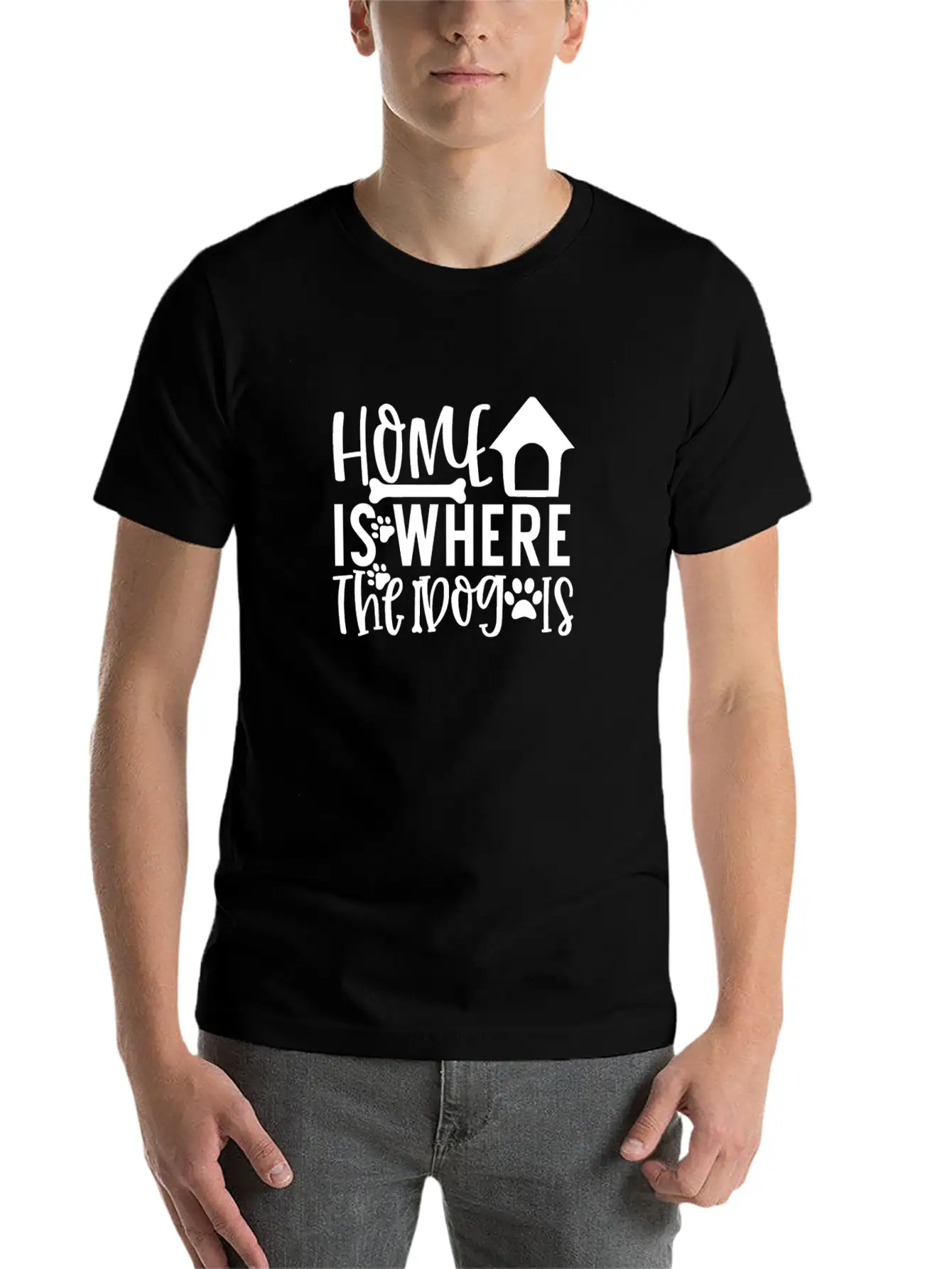 New Dog Home Is Where The Dog Is Essential Cotton Tee For Daily Outfits ¨C Unisex Style