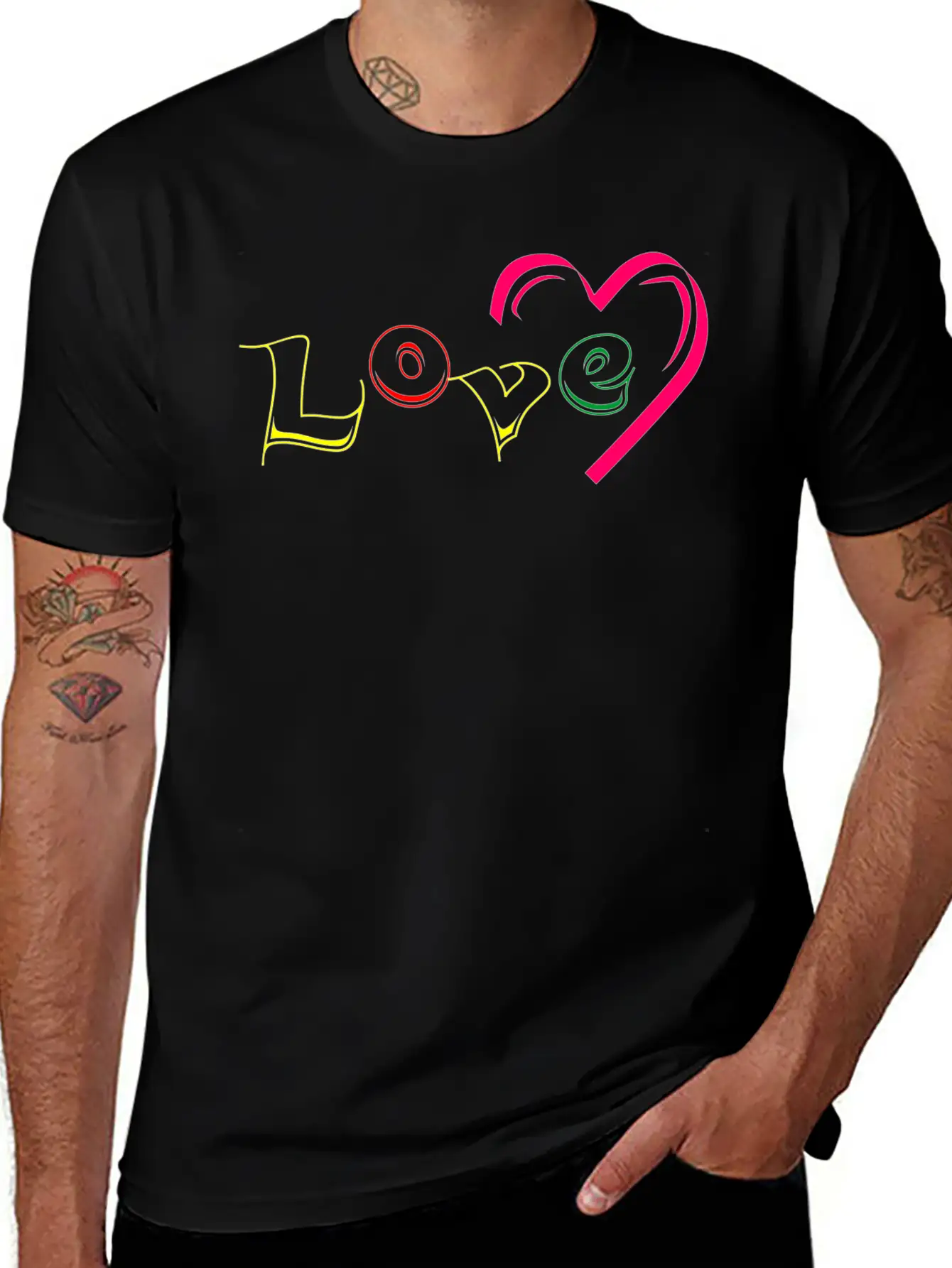 New T-shirt Love Writing With Love Ornamen Essential Cotton Tee For Daily Outfits ¨C Unisex Style