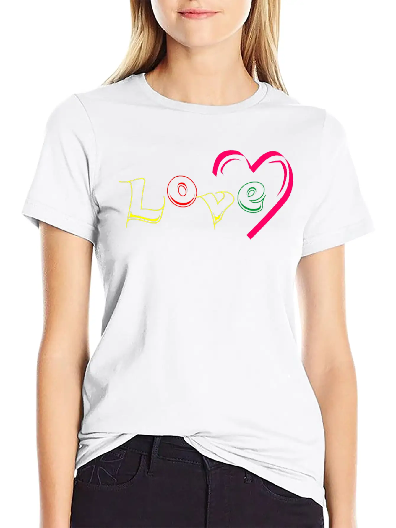 New T-shirt Love Writing With Love Ornamen Essential Cotton Tee For Daily Outfits ¨C Unisex Style