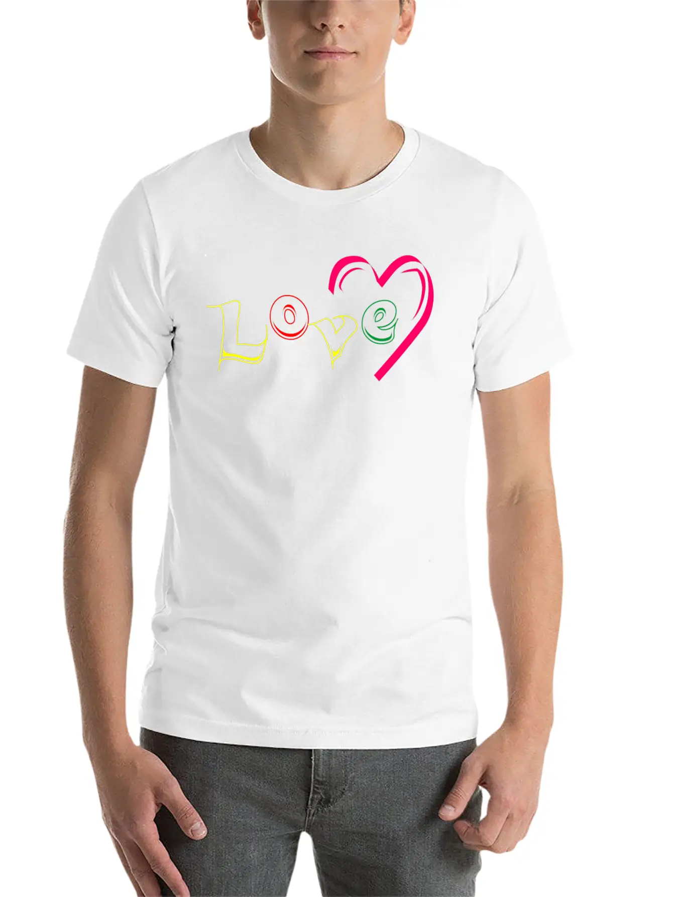 New T-shirt Love Writing With Love Ornamen Essential Cotton Tee For Daily Outfits ¨C Unisex Style