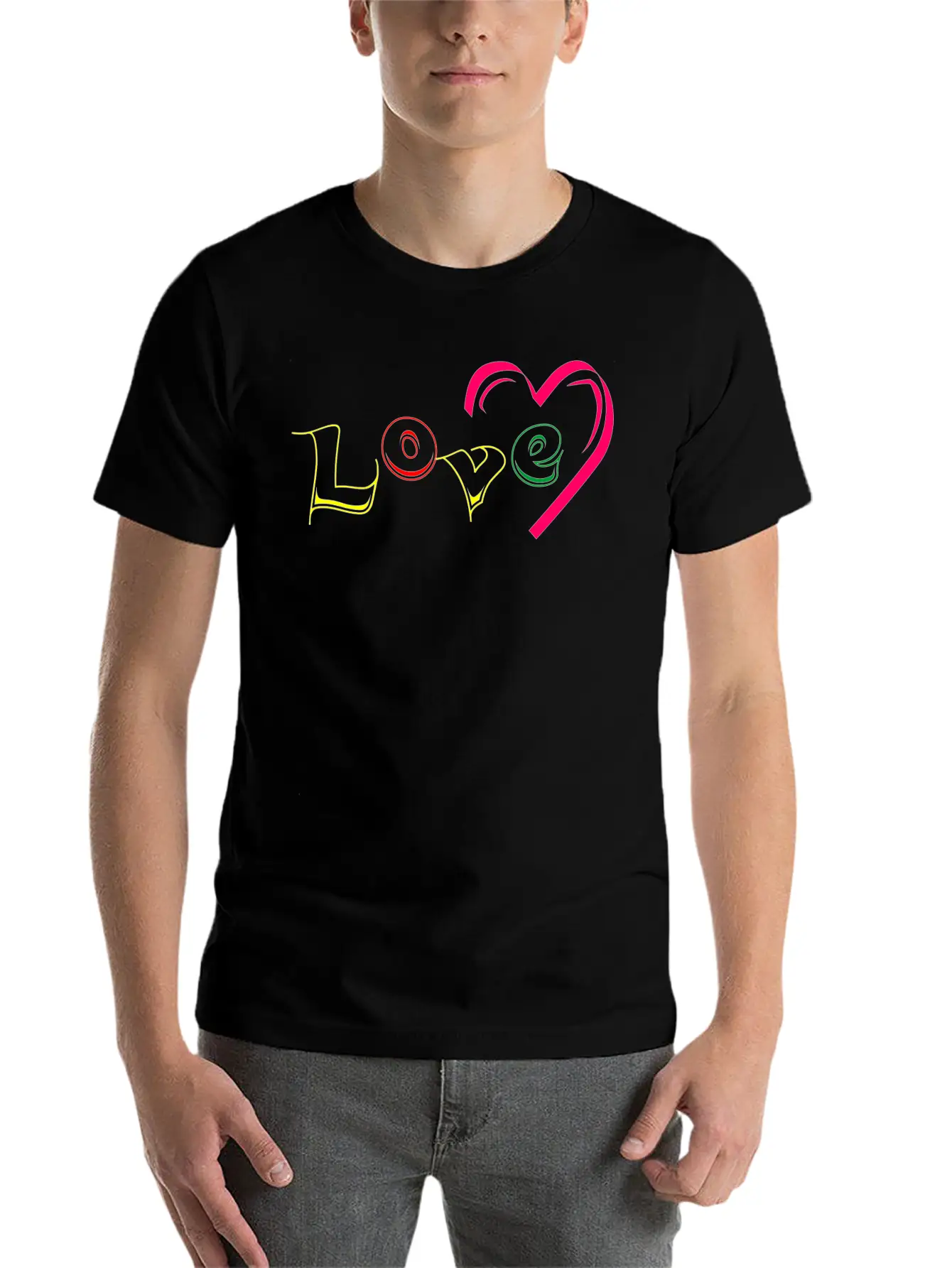New T-shirt Love Writing With Love Ornamen Essential Cotton Tee For Daily Outfits ¨C Unisex Style