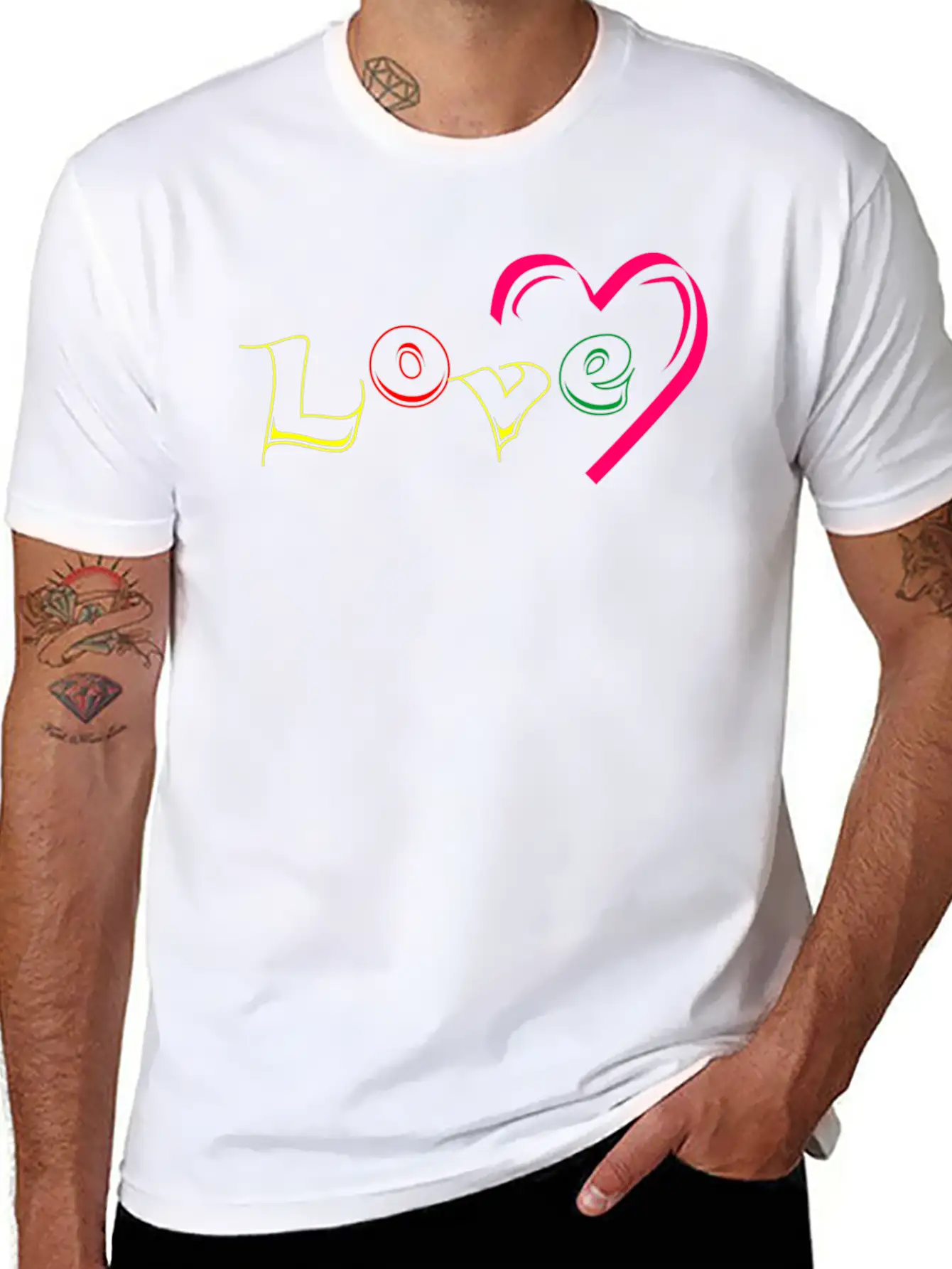 New T-shirt Love Writing With Love Ornamen Essential Cotton Tee For Daily Outfits ¨C Unisex Style