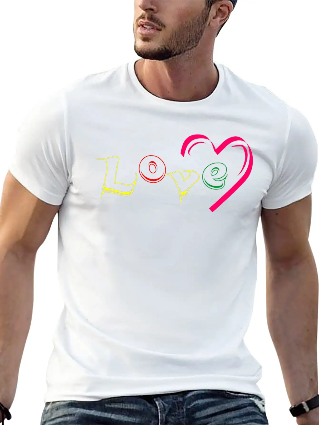 New T-shirt Love Writing With Love Ornamen Essential Cotton Tee For Daily Outfits ¨C Unisex Style