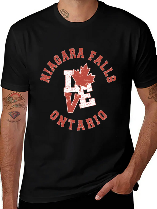 Niagara Falls Ontario Love Canadian Flag Essential Cotton Tee For Daily Outfits ¨C Unisex Style