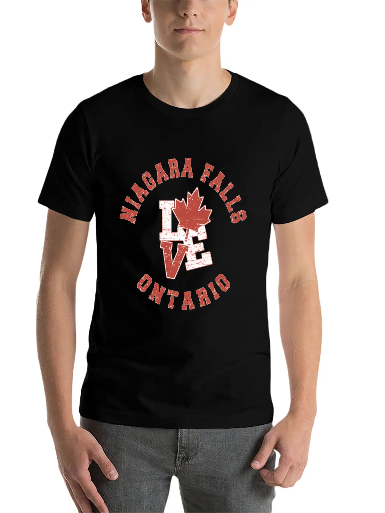 Niagara Falls Ontario Love Canadian Flag Essential Cotton Tee For Daily Outfits ¨C Unisex Style