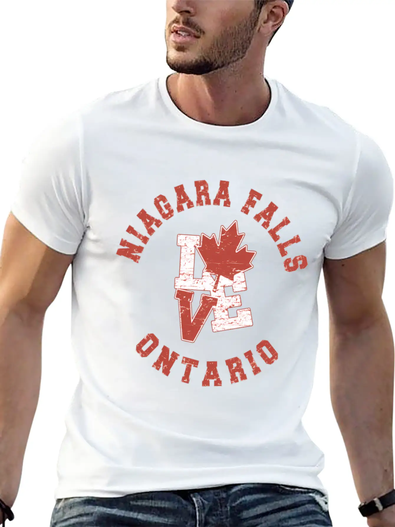 Niagara Falls Ontario Love Canadian Flag Essential Cotton Tee For Daily Outfits ¨C Unisex Style