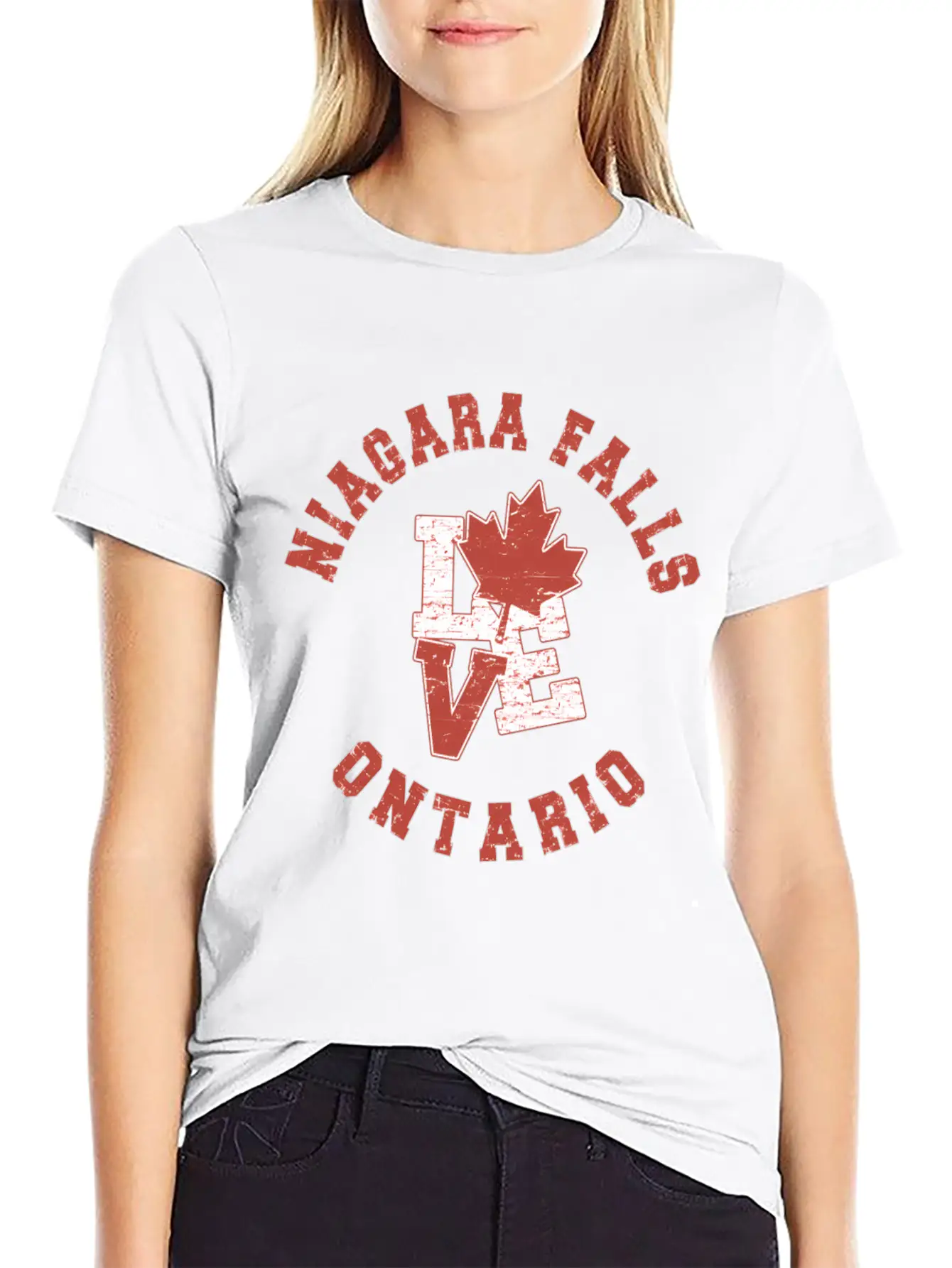 Niagara Falls Ontario Love Canadian Flag Essential Cotton Tee For Daily Outfits ¨C Unisex Style