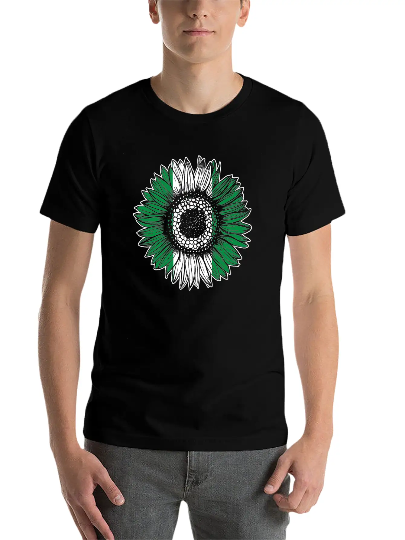 Nigeria Flag Sunflower Unisex Casual T-Shirt ¨C Clean Design For Daily Comfort