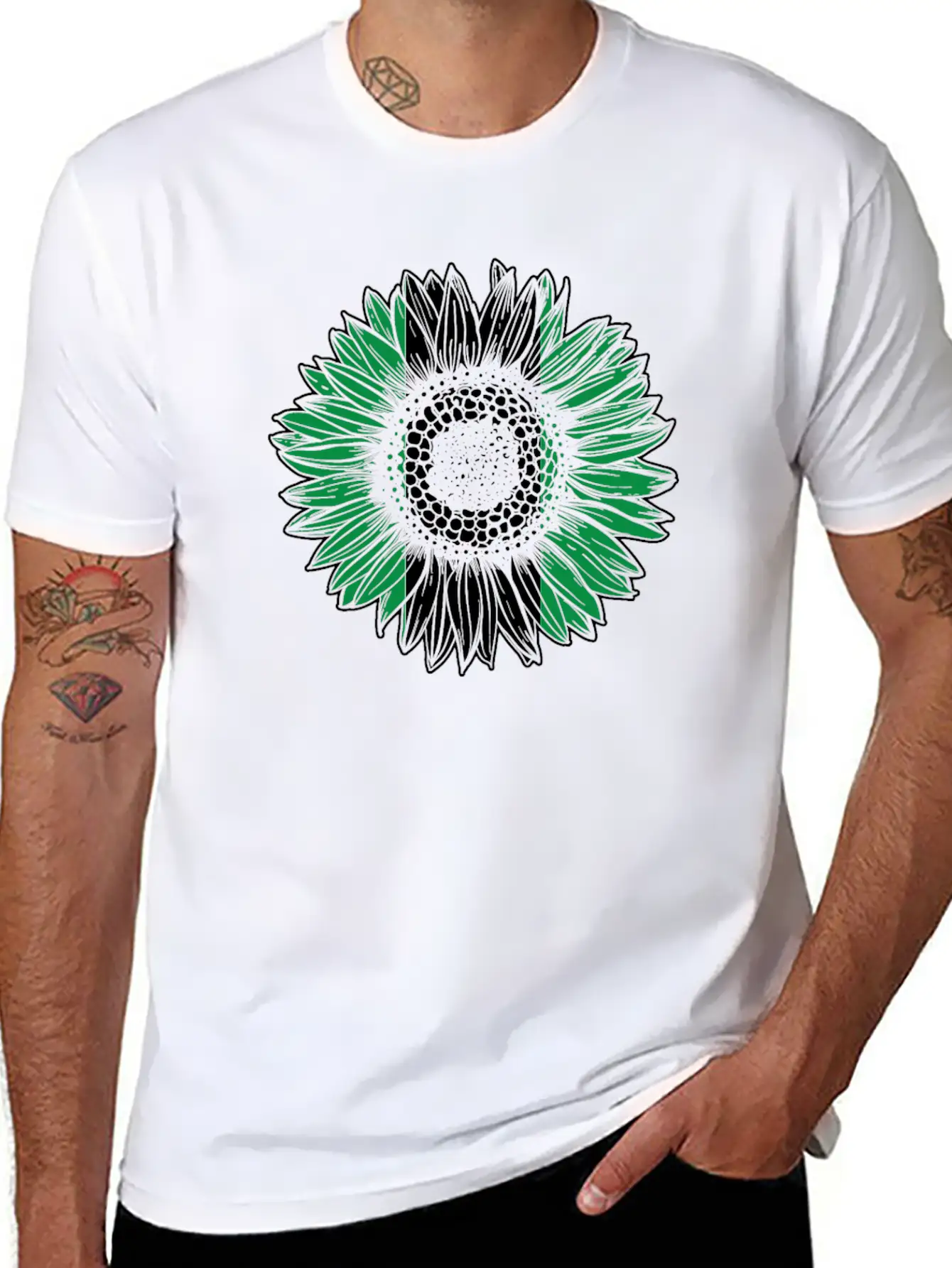 Nigeria Flag Sunflower Unisex Casual T-Shirt ¨C Clean Design For Daily Comfort