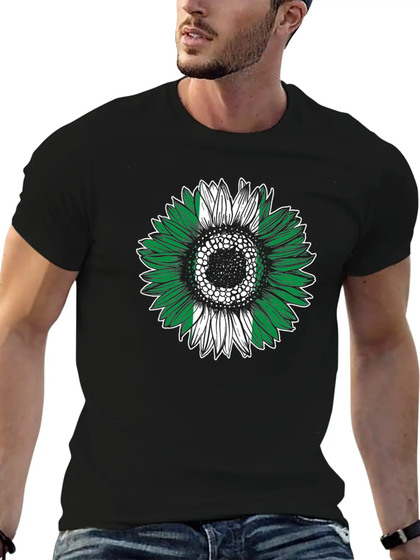 Nigeria Flag Sunflower Unisex Casual T-Shirt ¨C Clean Design For Daily Comfort