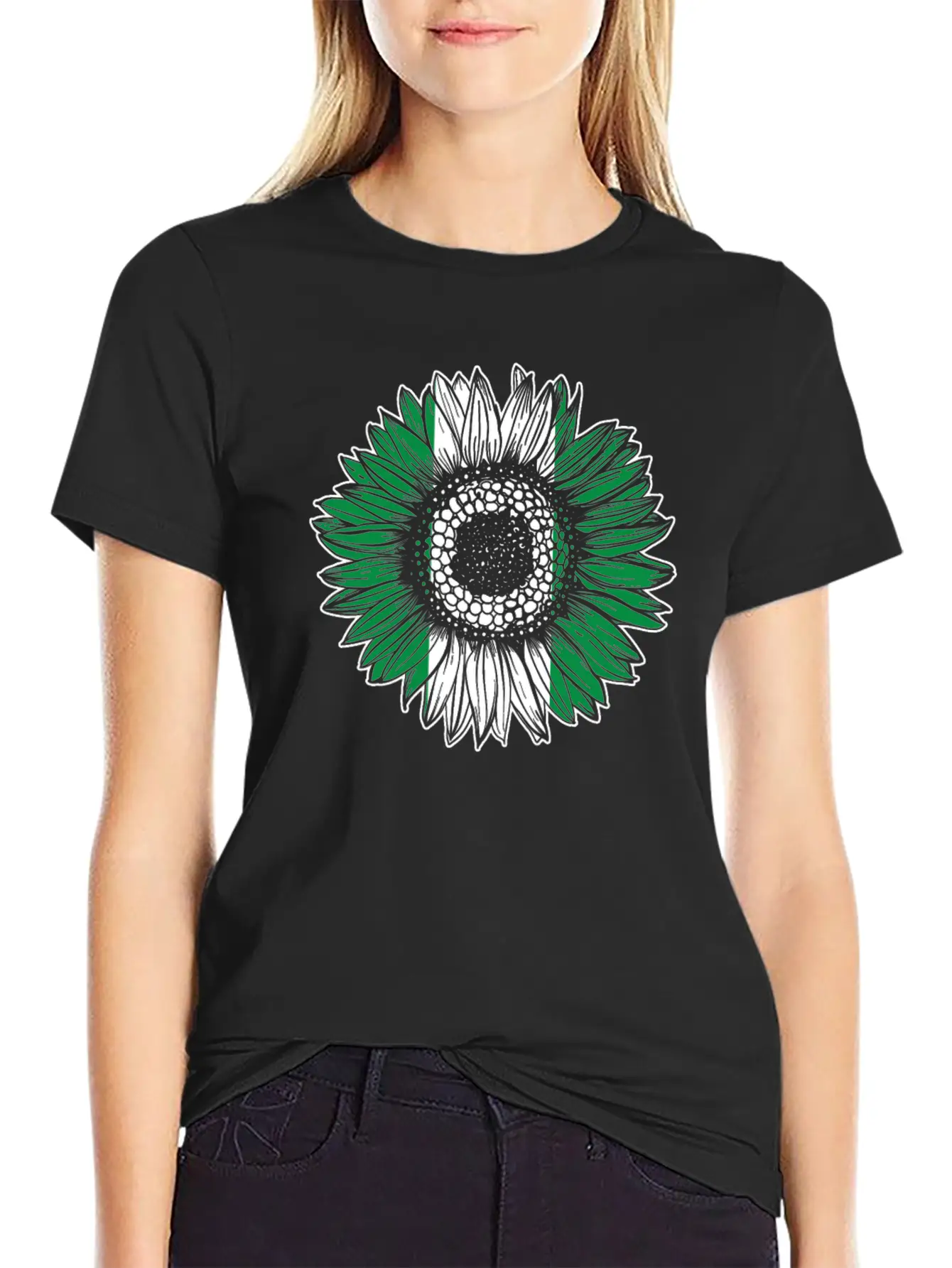 Nigeria Flag Sunflower Unisex Casual T-Shirt ¨C Clean Design For Daily Comfort