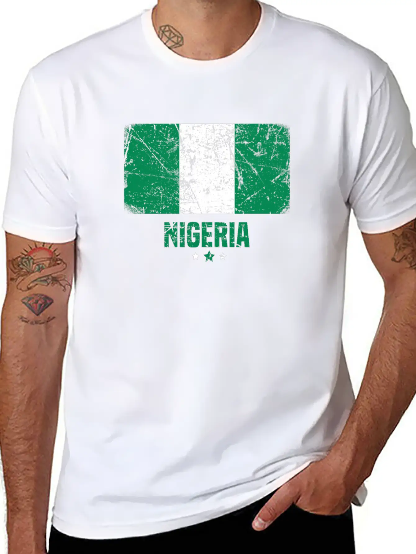 Nigeria Nigerian Flag Essential Cotton Tee For Daily Outfits ¨C Unisex Style