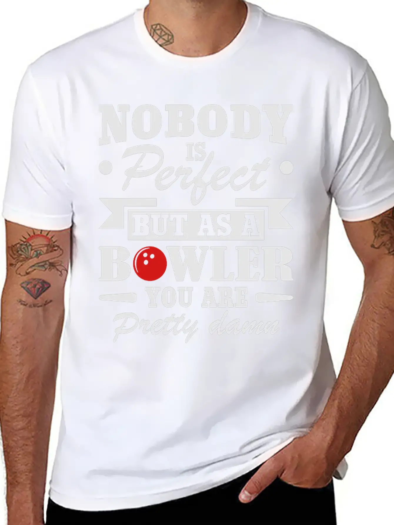 No Body Is Perfect But As Bowling Essential Cotton Tee For Daily Outfits ¨C Unisex Style