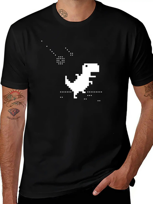 No Internet T-rex Pixel Meteor Funny Nerd Offline Essential Cotton Tee For Daily Outfits ¨C Unisex Style