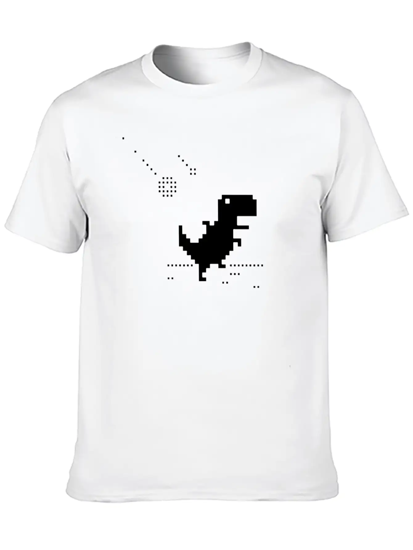 No Internet T-rex Pixel Meteor Funny Nerd Offline Essential Cotton Tee For Daily Outfits ¨C Unisex Style