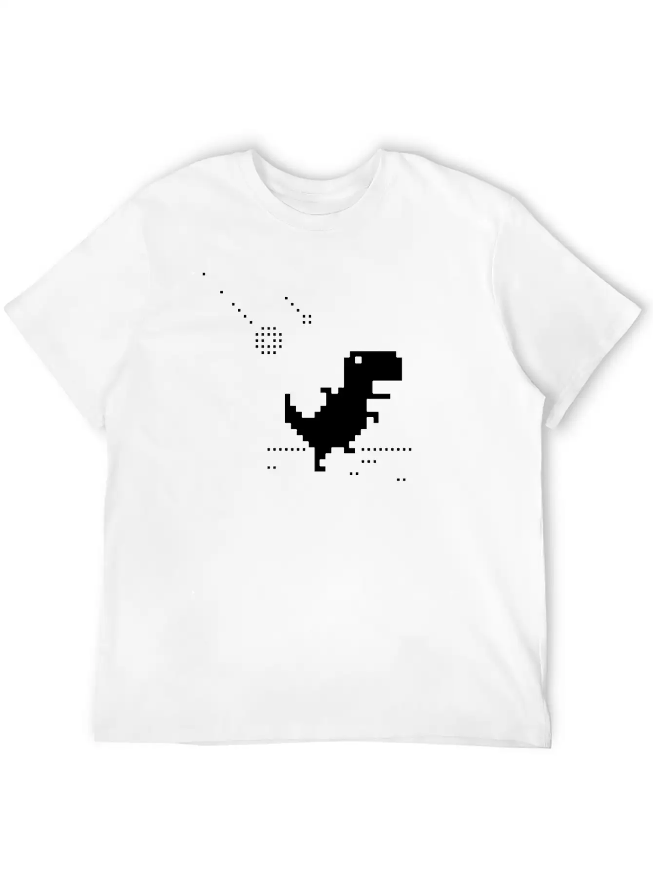 No Internet T-rex Pixel Meteor Funny Nerd Offline Essential Cotton Tee For Daily Outfits ¨C Unisex Style