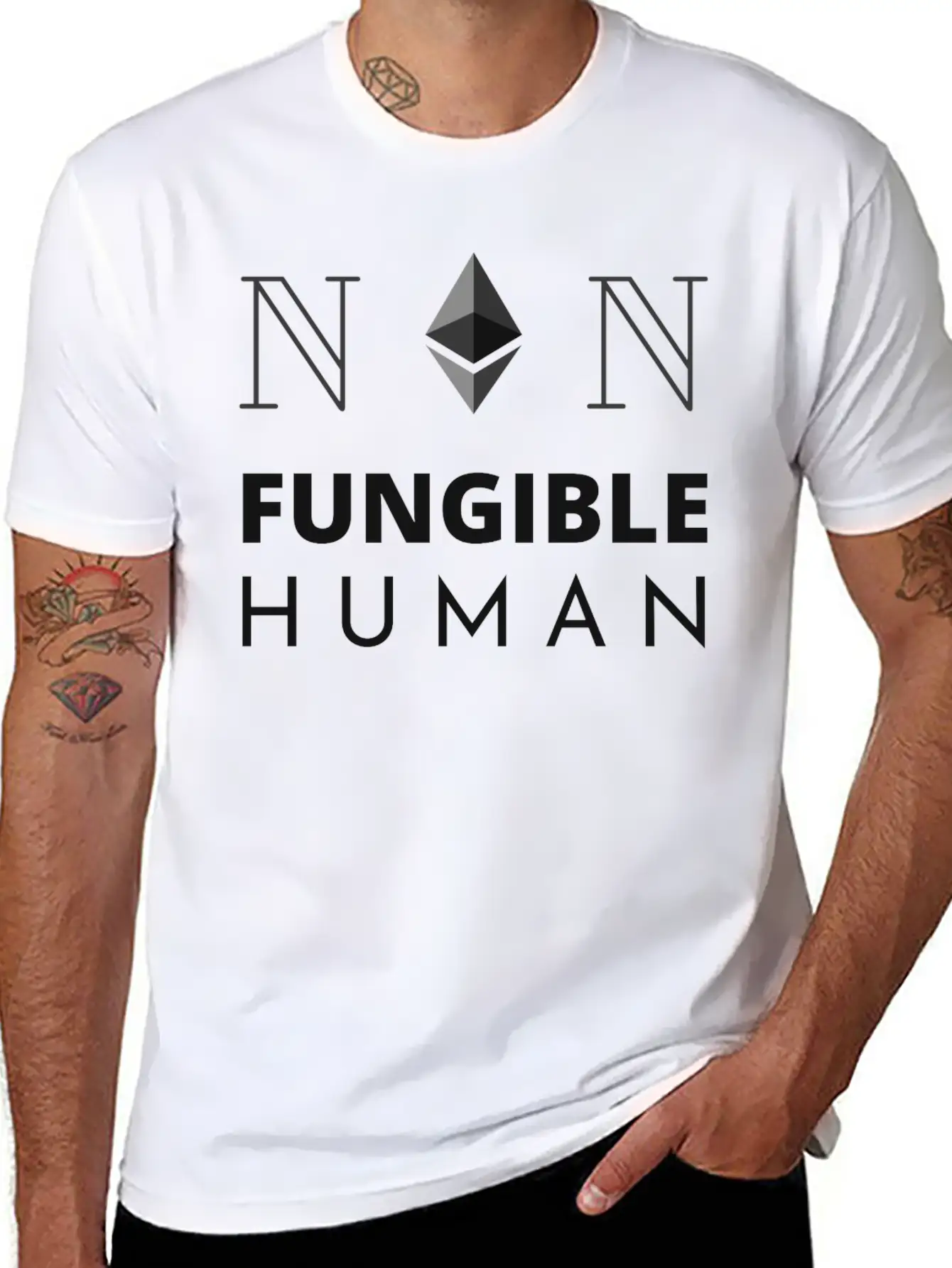 Non-fungible Human Black. Soft Cotton Short Sleeve Tee ¨C Unisex Wardrobe Staple
