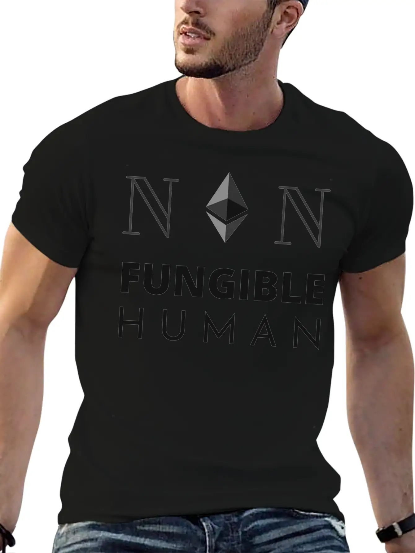 Non-fungible Human Black. Soft Cotton Short Sleeve Tee ¨C Unisex Wardrobe Staple