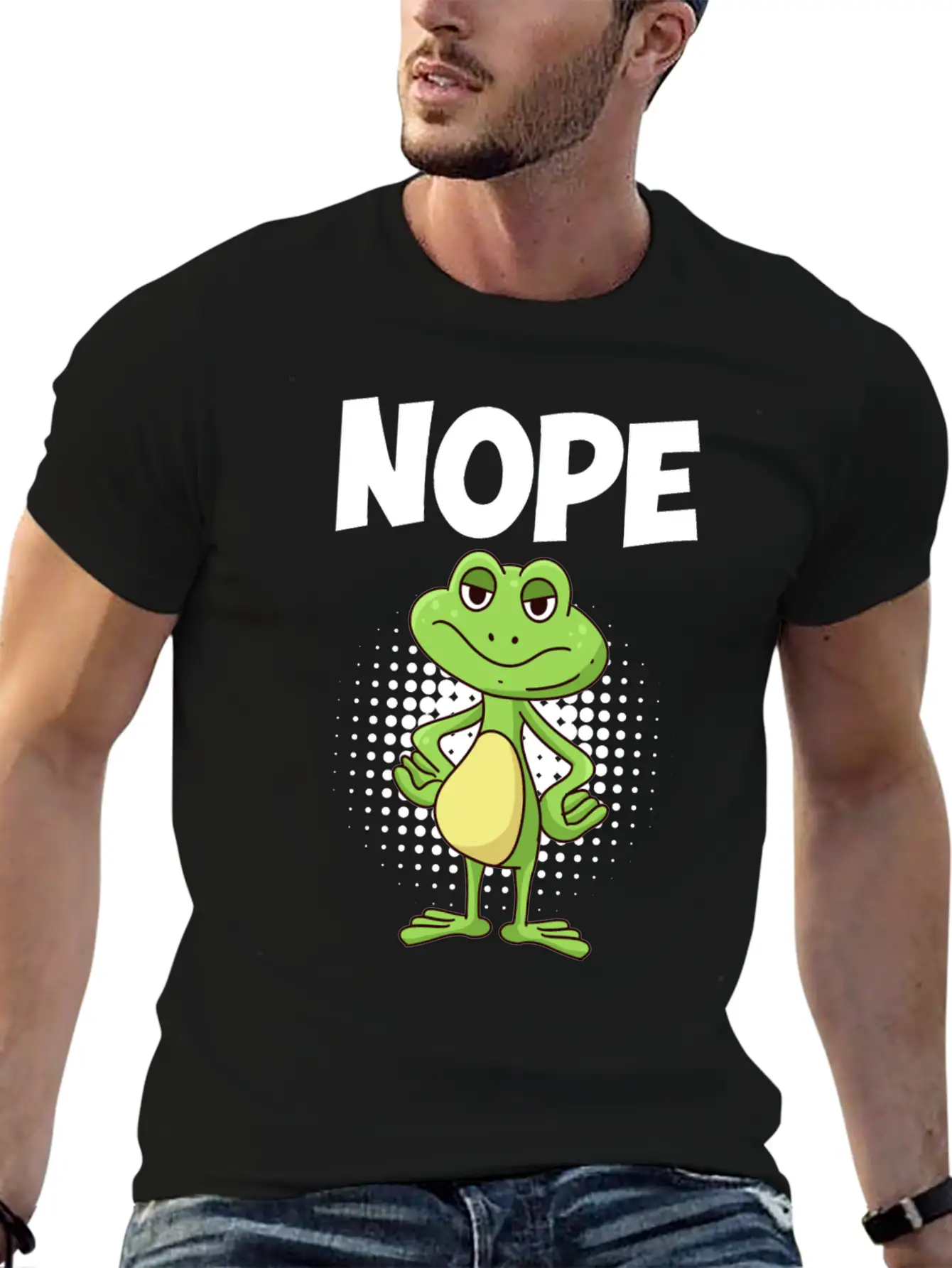 Nope! Humor Frog Sarcasm Simply No Basic Graphic T-Shirt ¨C Daily Comfort In Soft Cotton