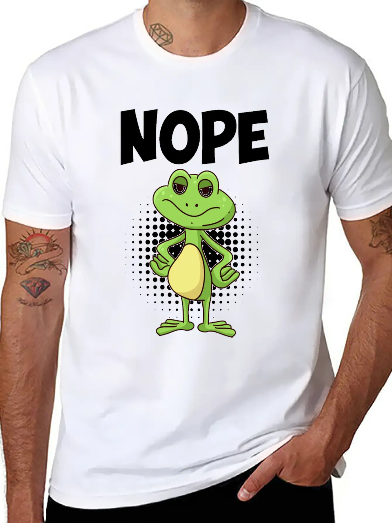 Nope! Humor Frog Sarcasm Simply No Basic Graphic T-Shirt ¨C Daily Comfort In Soft Cotton