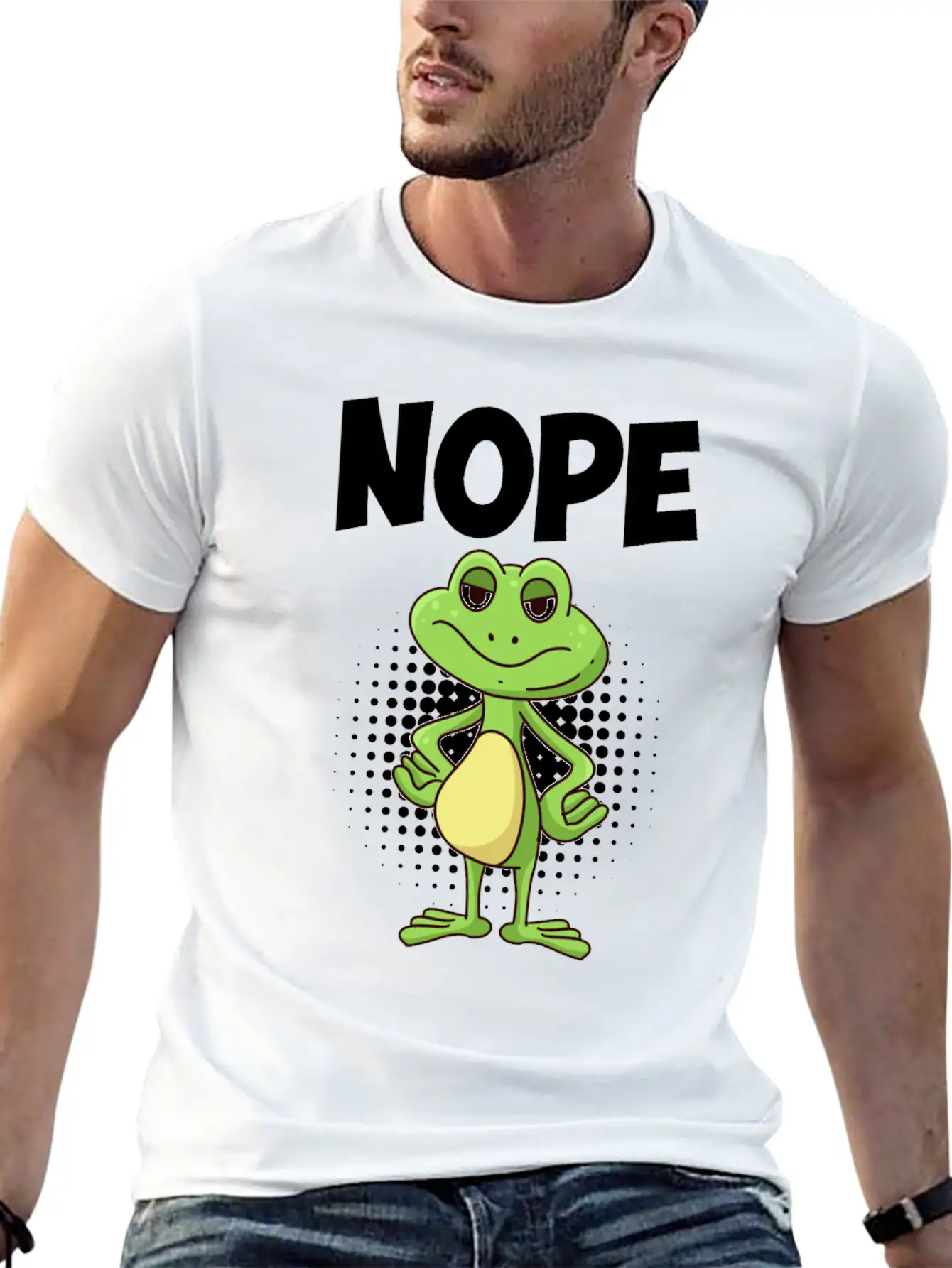 Nope! Humor Frog Sarcasm Simply No Basic Graphic T-Shirt ¨C Daily Comfort In Soft Cotton