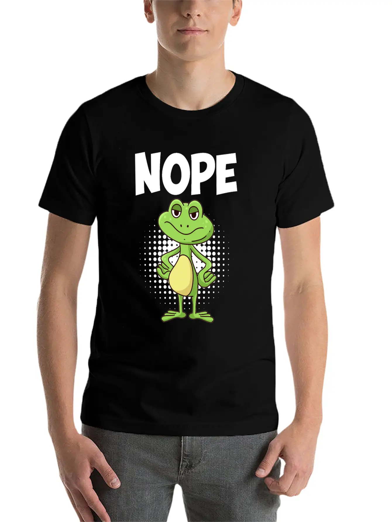 Nope! Humor Frog Sarcasm Simply No Basic Graphic T-Shirt ¨C Daily Comfort In Soft Cotton