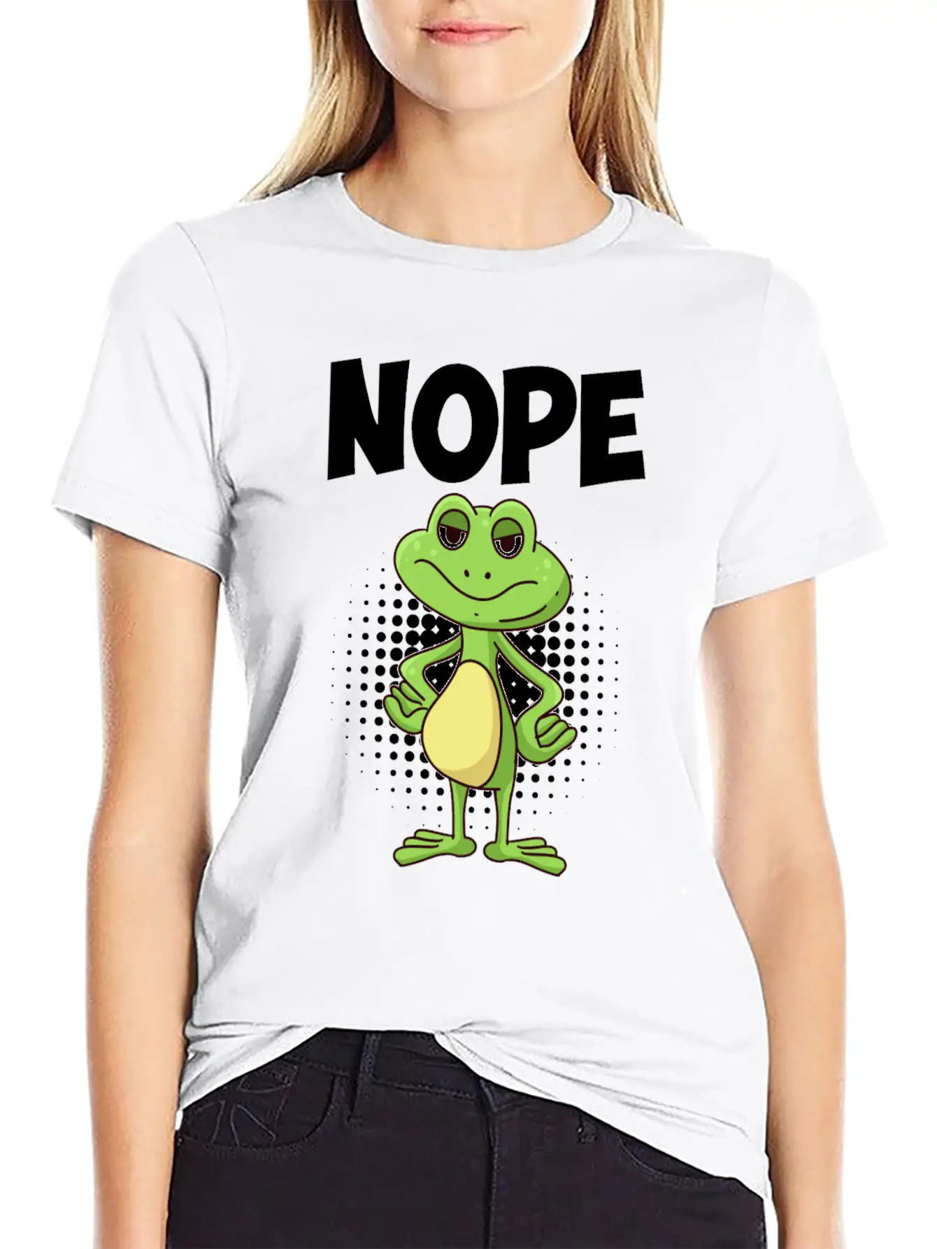 Nope! Humor Frog Sarcasm Simply No Basic Graphic T-Shirt ¨C Daily Comfort In Soft Cotton
