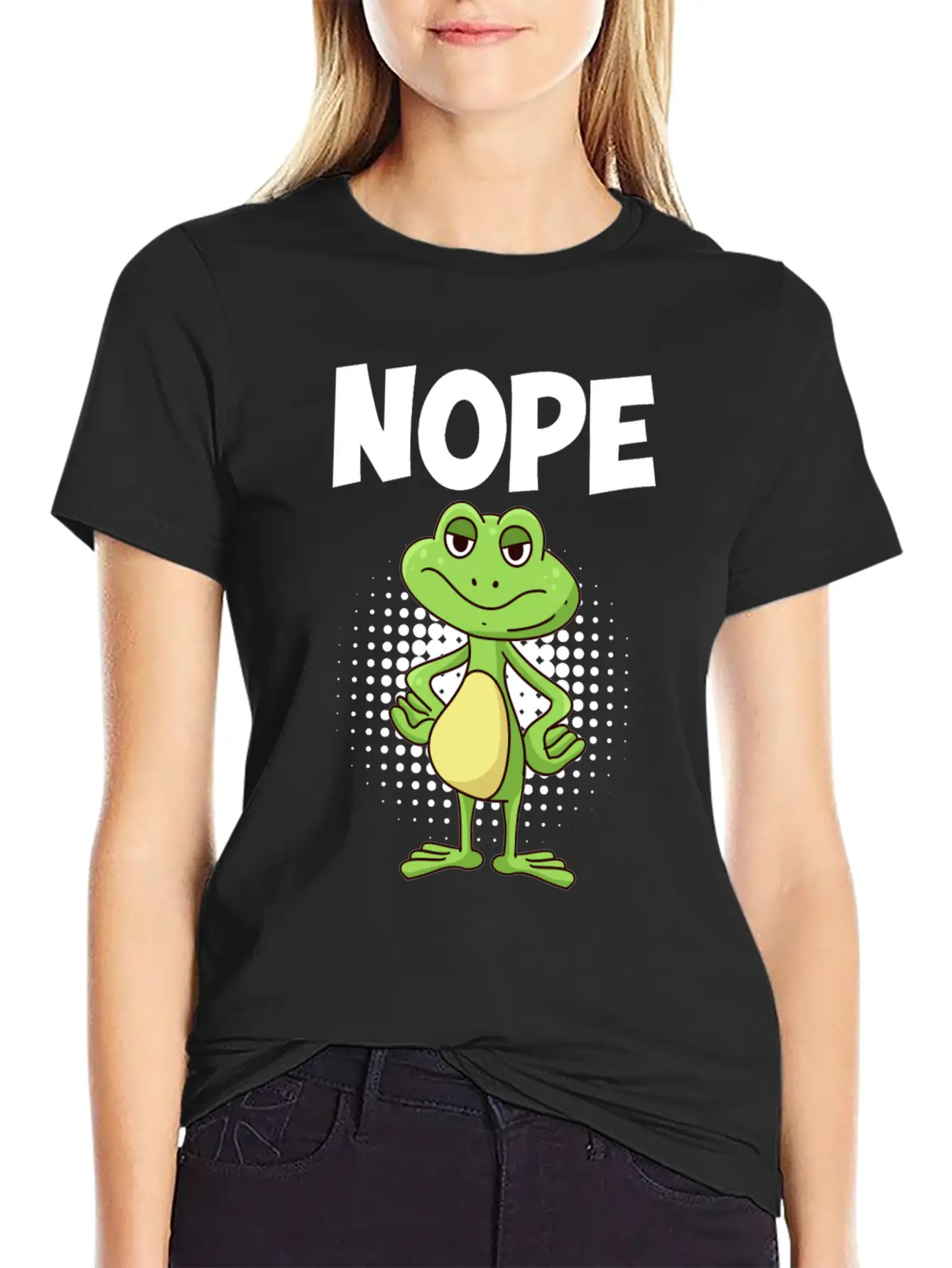 Nope! Humor Frog Sarcasm Simply No Basic Graphic T-Shirt ¨C Daily Comfort In Soft Cotton