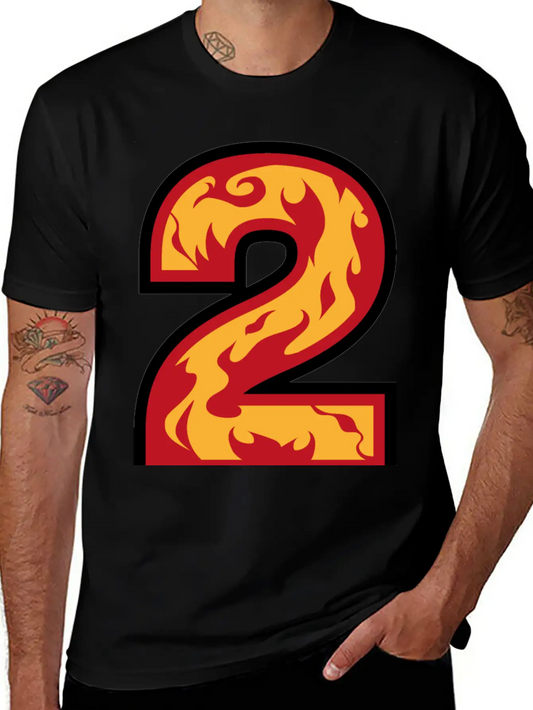 Number 2 With Flames - Number Two On Fire ? Basic Graphic T-Shirt ¨C Daily Comfort In Soft Cotton