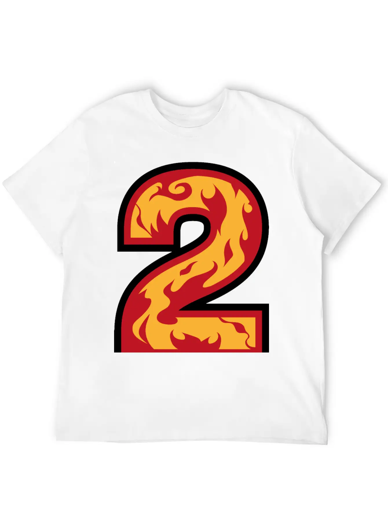 Number 2 With Flames - Number Two On Fire ? Basic Graphic T-Shirt ¨C Daily Comfort In Soft Cotton