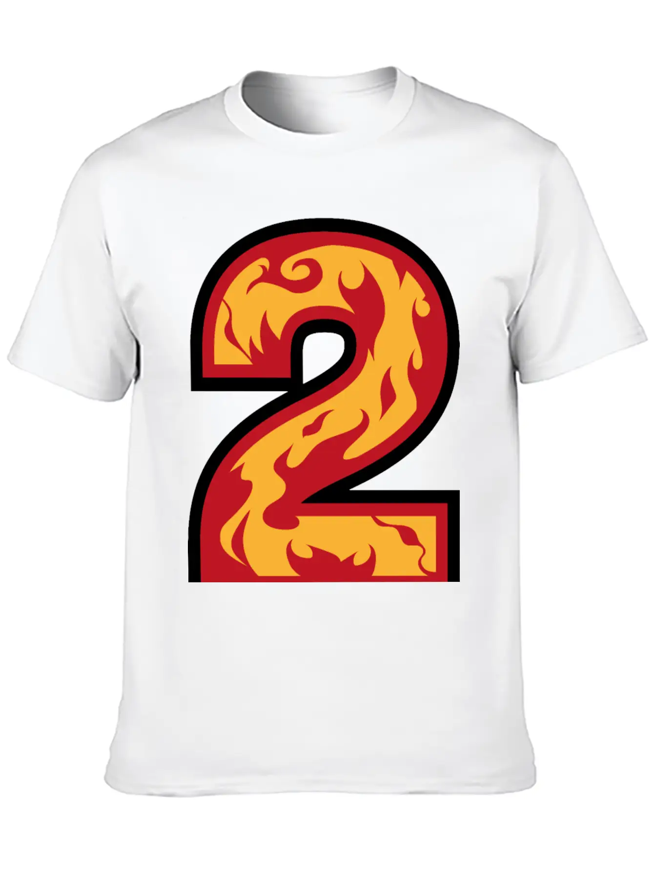 Number 2 With Flames - Number Two On Fire ? Basic Graphic T-Shirt ¨C Daily Comfort In Soft Cotton
