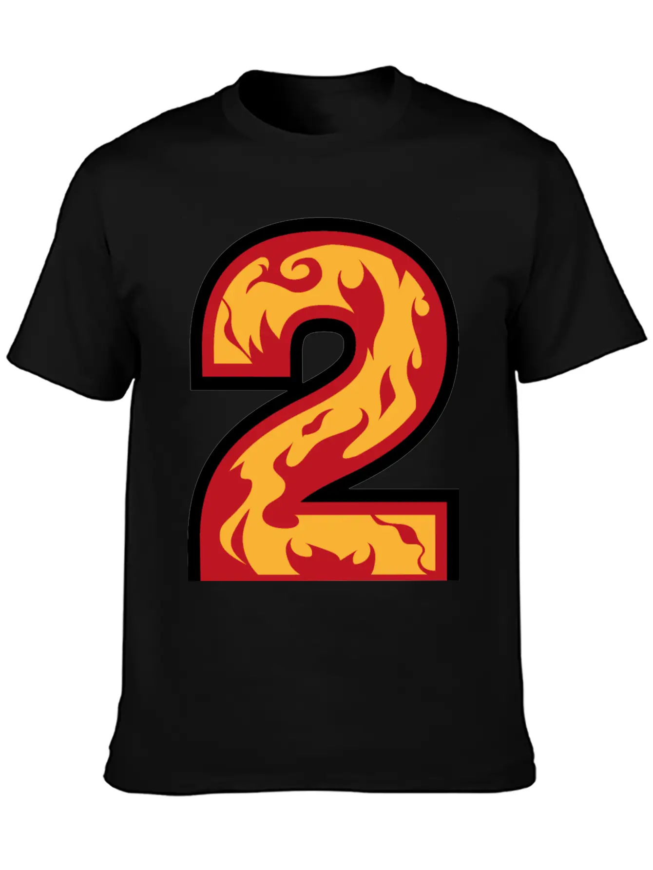 Number 2 With Flames - Number Two On Fire ? Basic Graphic T-Shirt ¨C Daily Comfort In Soft Cotton