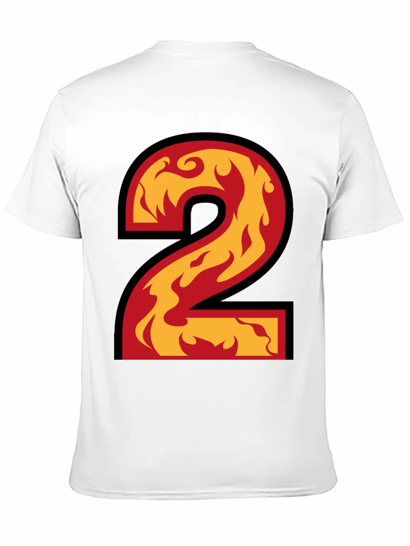Number 2 With Flames - Number Two On Fire ? Basic Graphic T-Shirt ¨C Daily Comfort In Soft Cotton