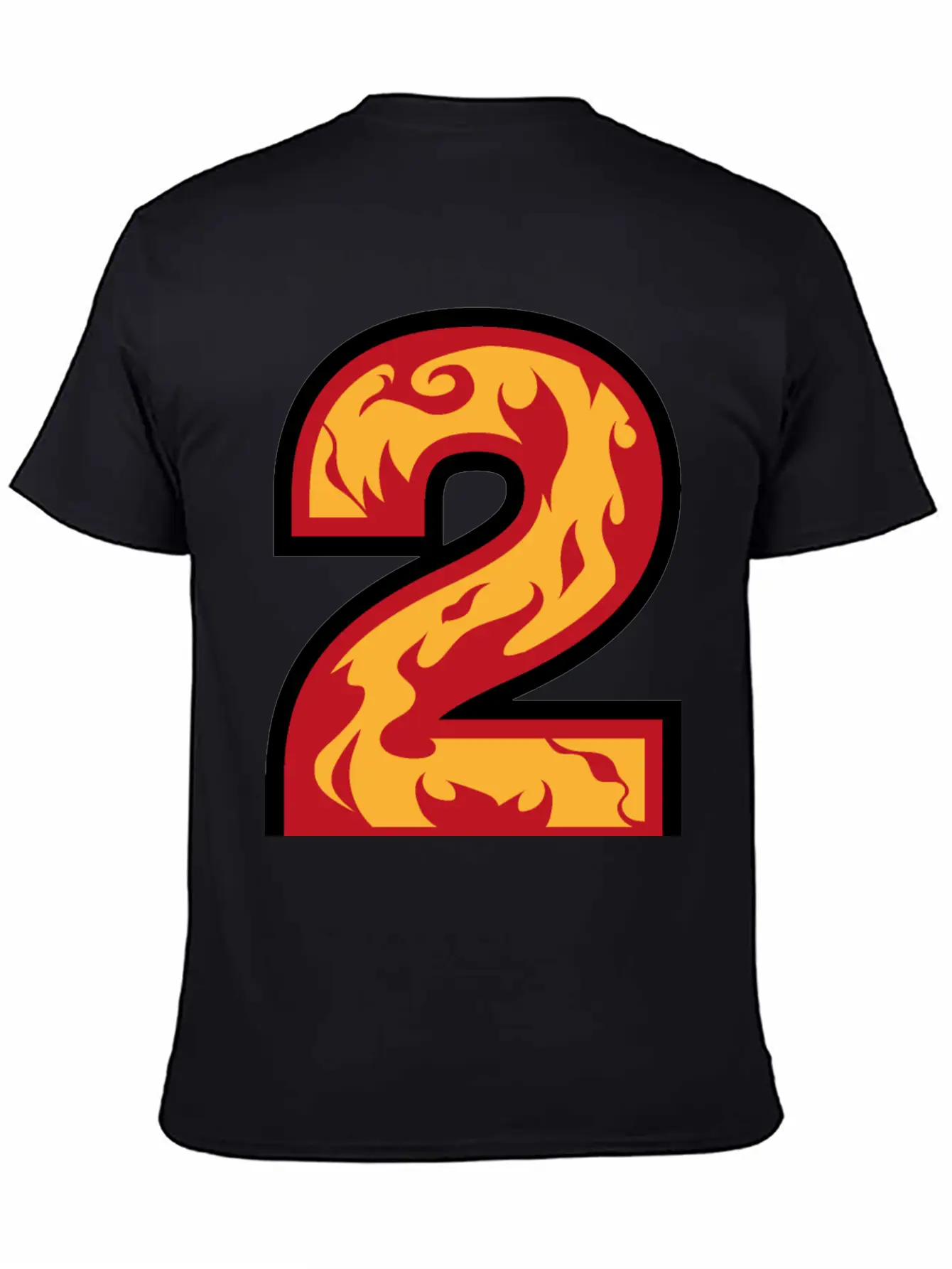 Number 2 With Flames - Number Two On Fire ? Basic Graphic T-Shirt ¨C Daily Comfort In Soft Cotton