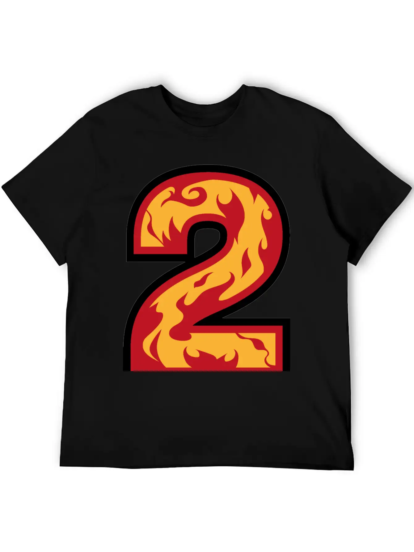 Number 2 With Flames - Number Two On Fire ? Basic Graphic T-Shirt ¨C Daily Comfort In Soft Cotton