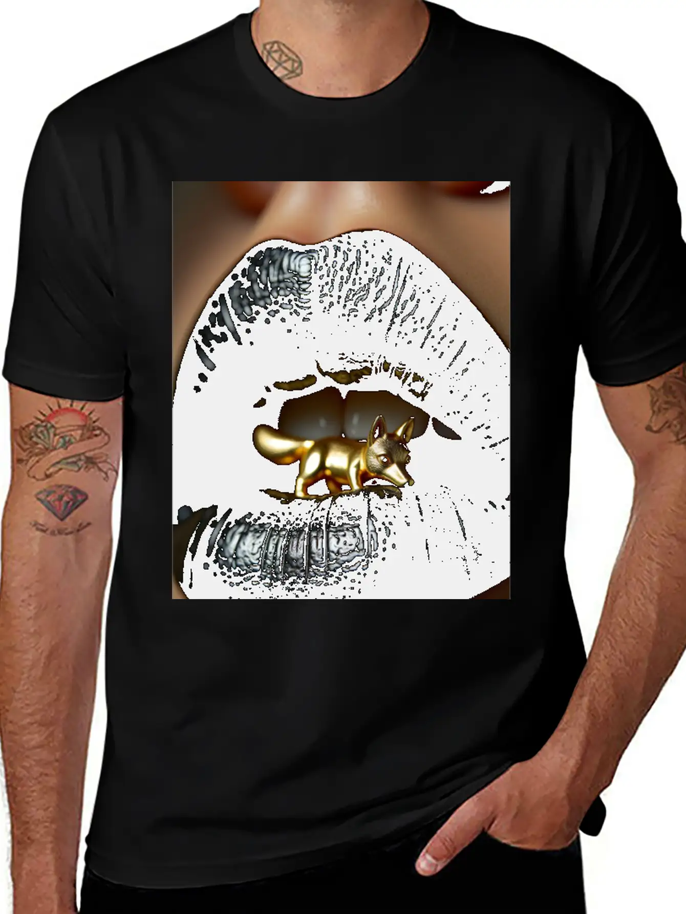 Obsidian Kiss The Golden Fox Basic Graphic T-Shirt ¨C Daily Comfort In Soft Cotton