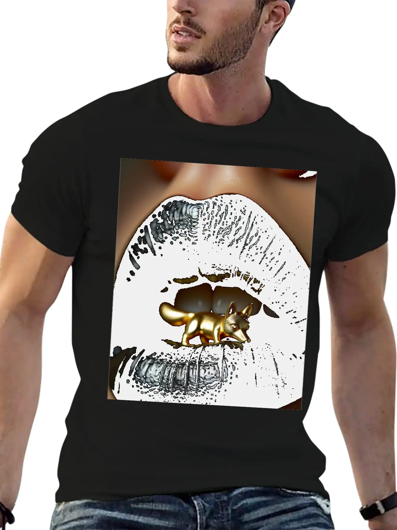 Obsidian Kiss The Golden Fox Basic Graphic T-Shirt ¨C Daily Comfort In Soft Cotton