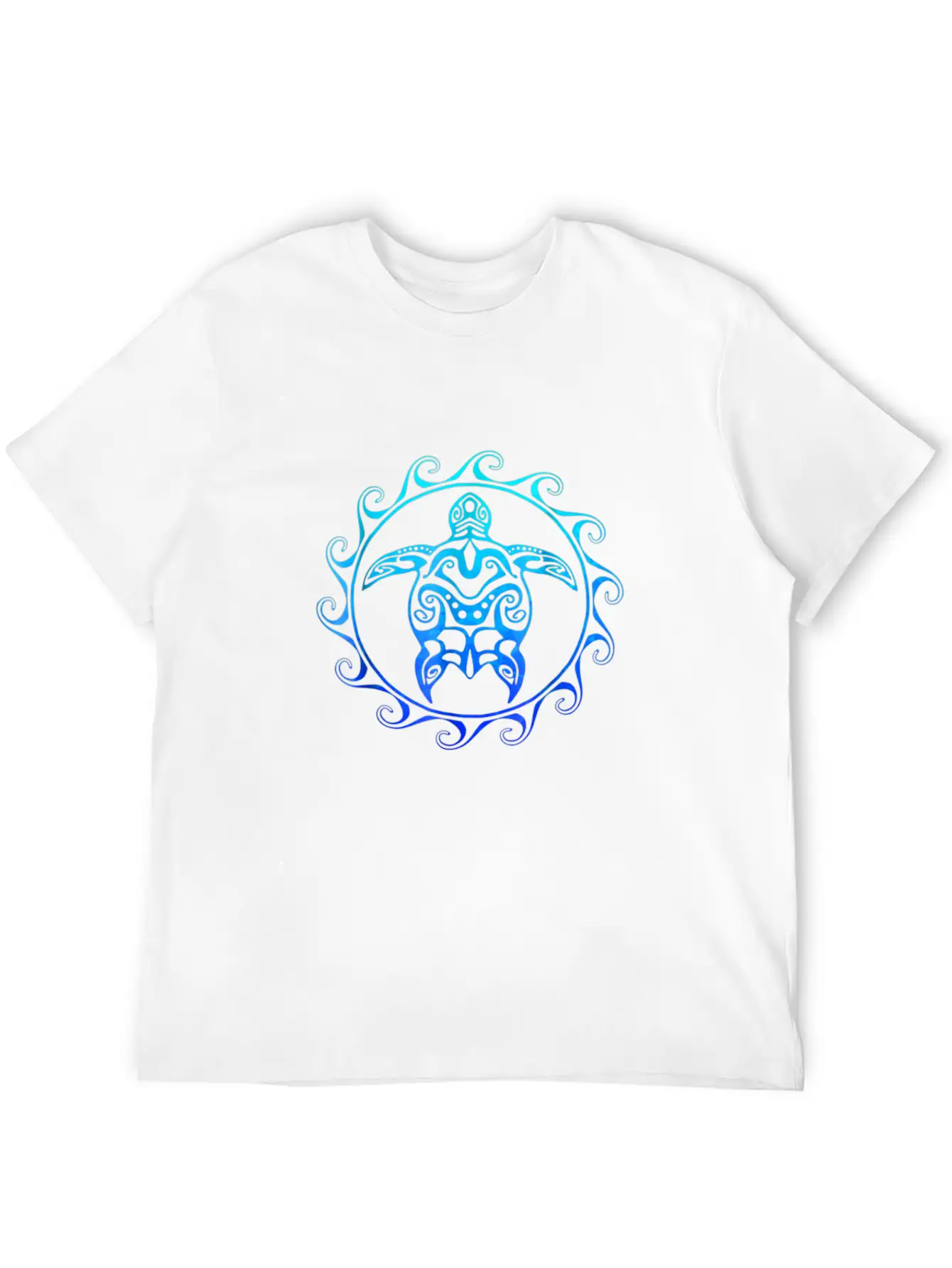Ocean Blue Tribal Hawaiian Sea Turtle T-shirt Basic Graphic T-Shirt ¨C Daily Comfort In Soft Cotton