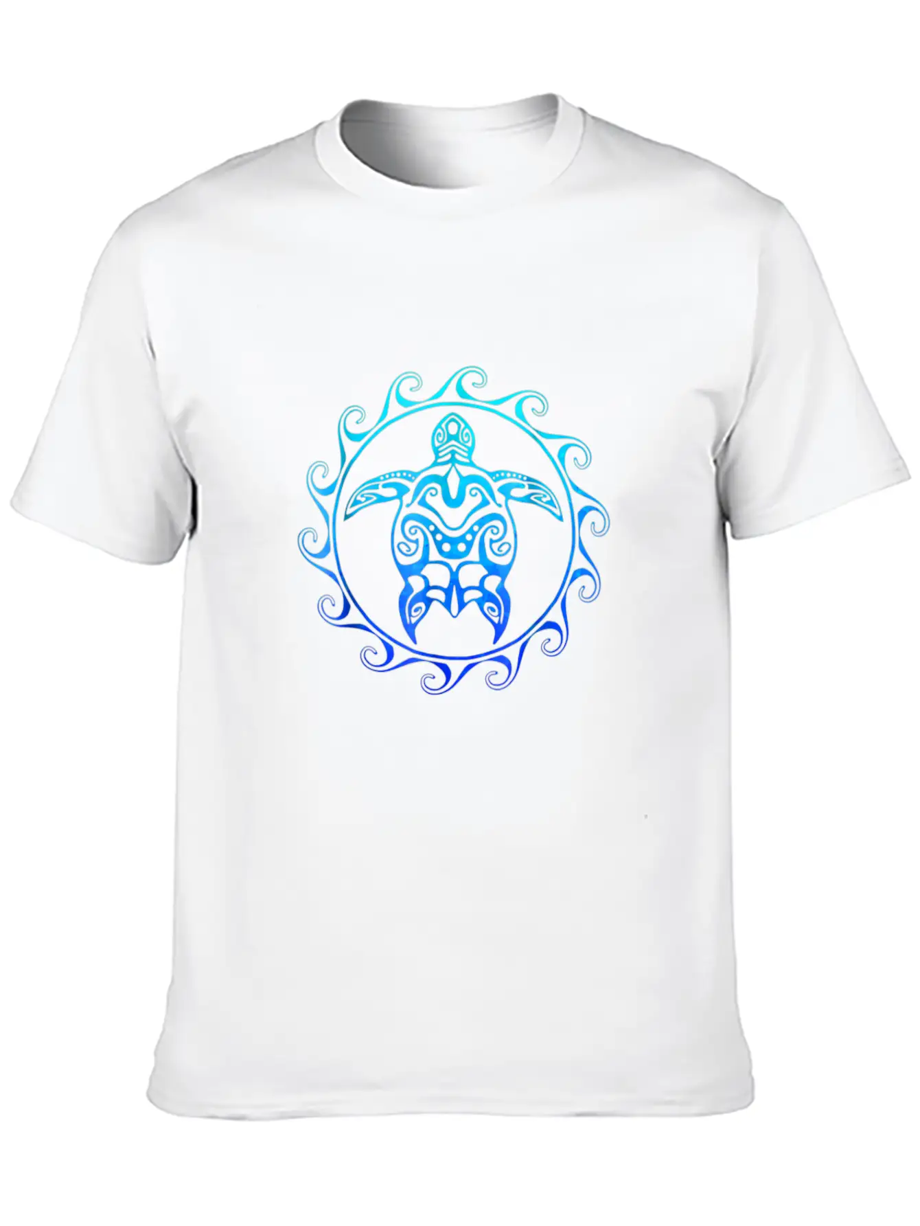 Ocean Blue Tribal Hawaiian Sea Turtle T-shirt Basic Graphic T-Shirt ¨C Daily Comfort In Soft Cotton