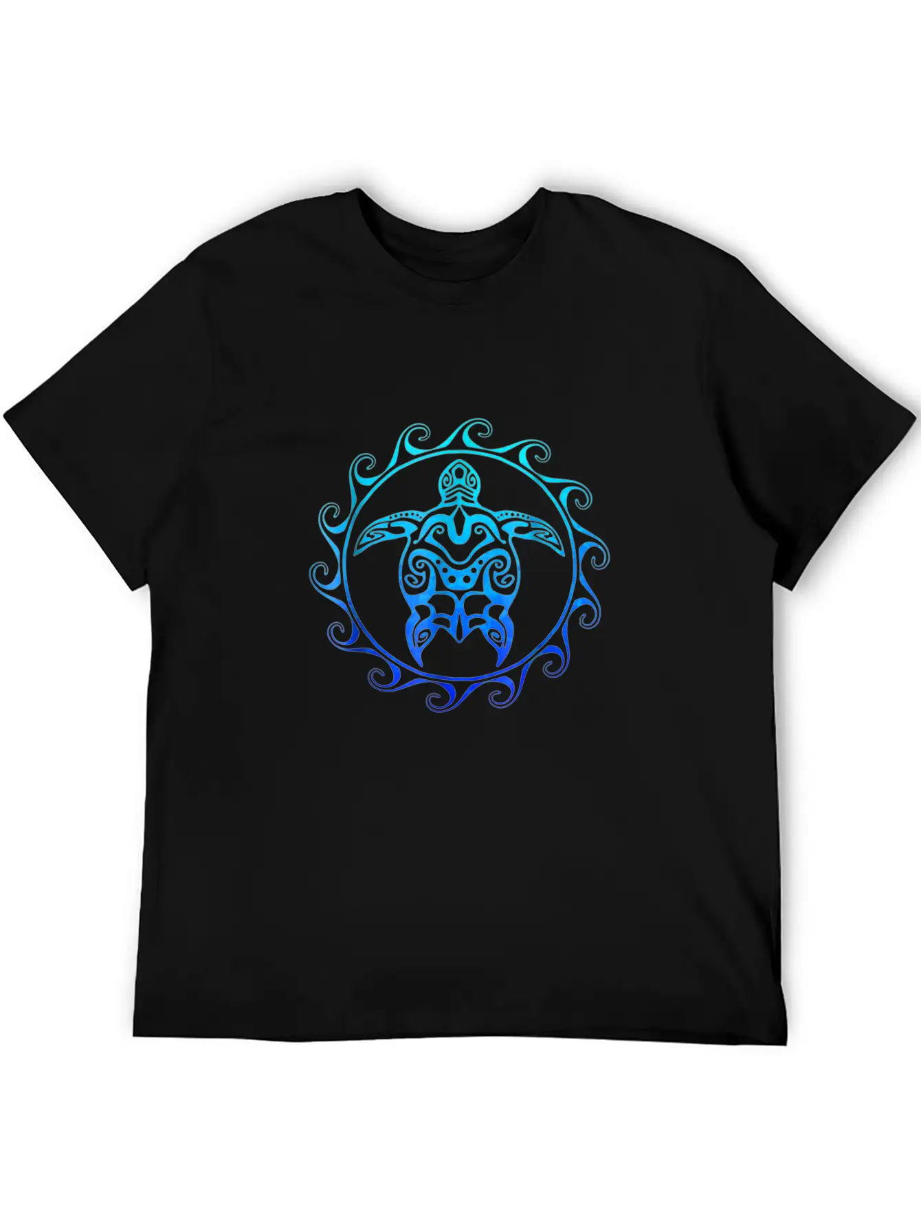 Ocean Blue Tribal Hawaiian Sea Turtle T-shirt Basic Graphic T-Shirt ¨C Daily Comfort In Soft Cotton