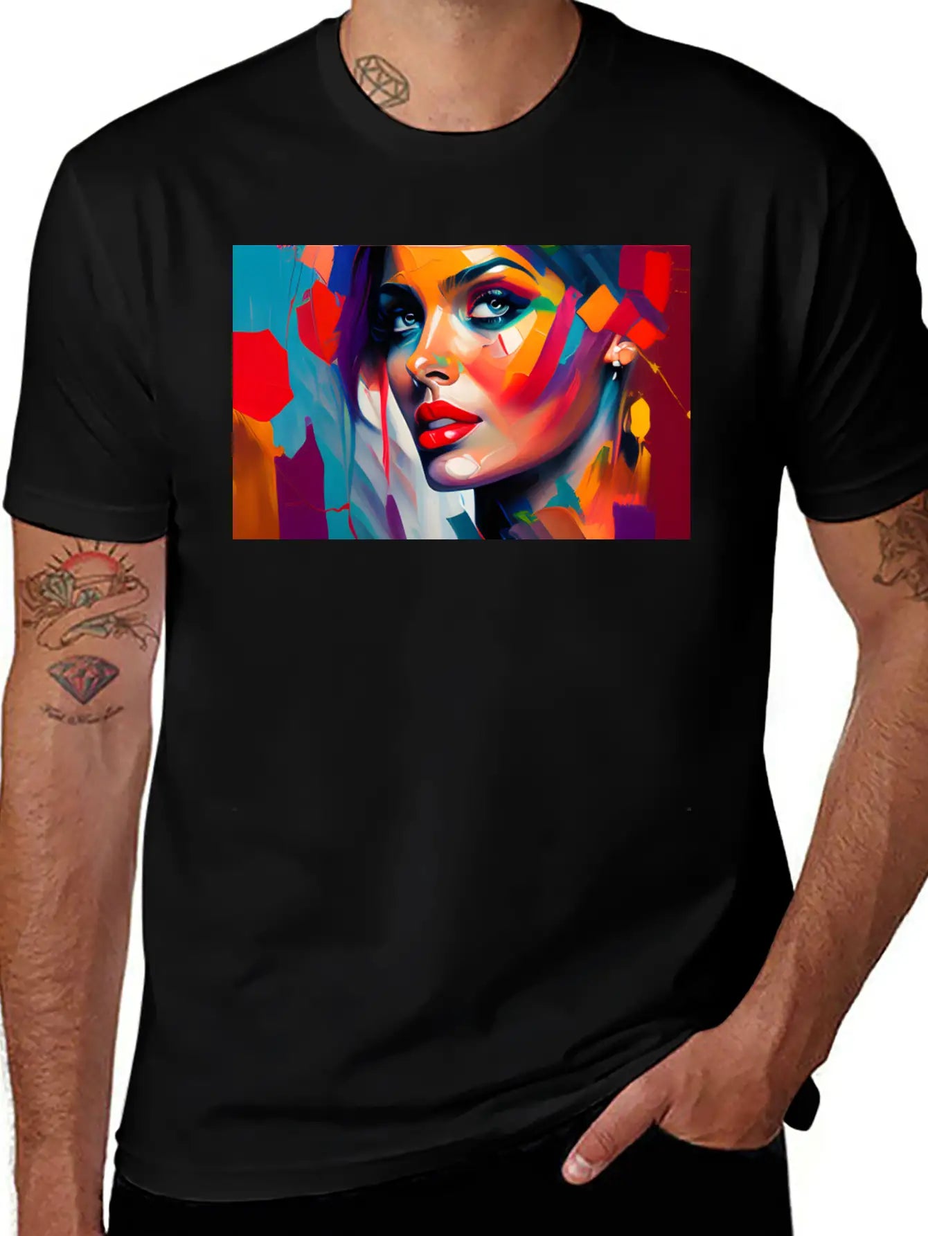 Oil Painting Beautiful Girl Essential Cotton Tee For Daily Outfits ¨C Unisex Style