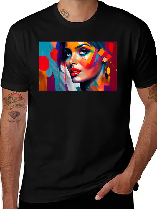 Oil Painting Beautiful Girl Essential Cotton Tee For Daily Outfits ¨C Unisex Style