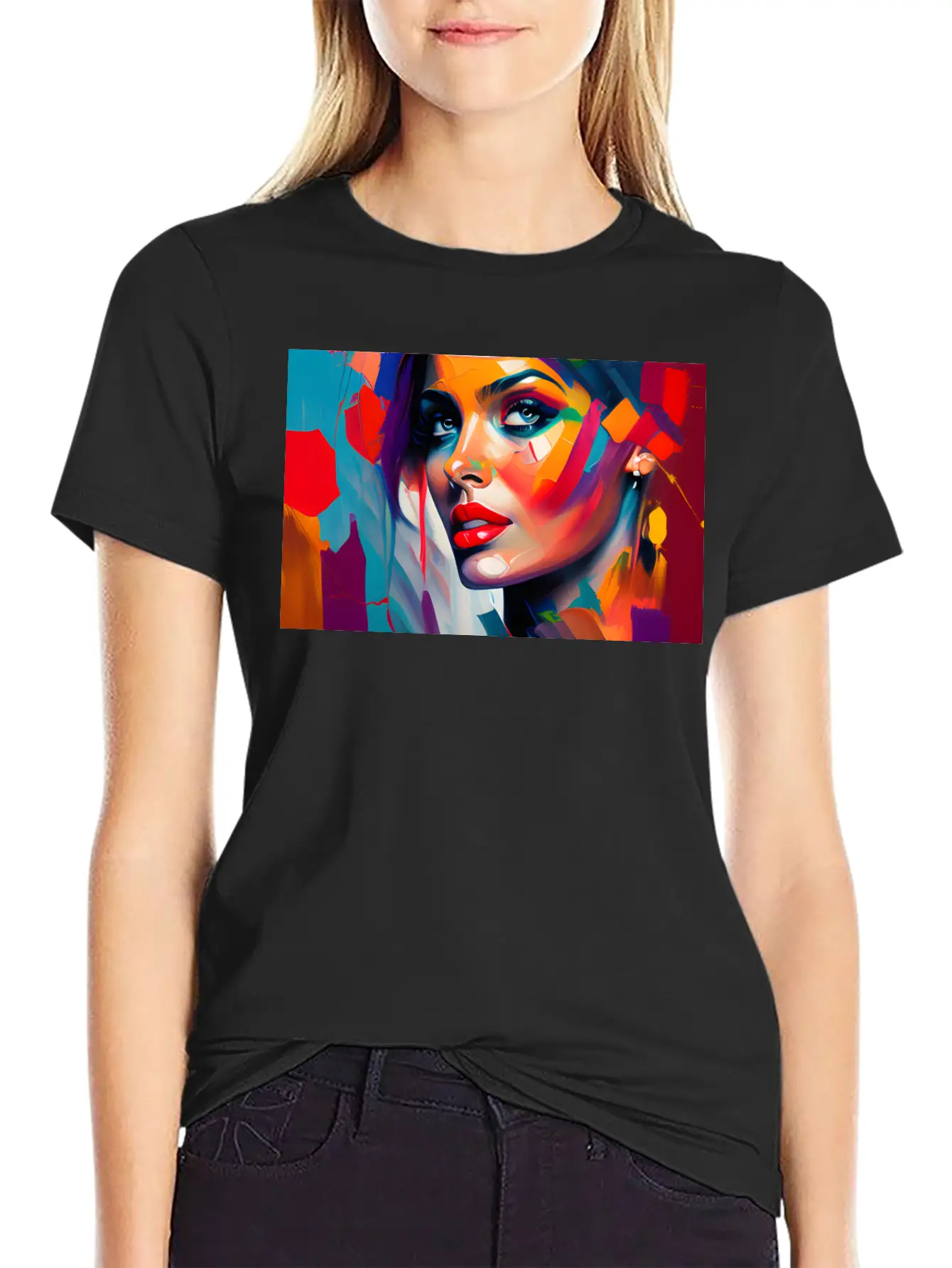 Oil Painting Beautiful Girl Essential Cotton Tee For Daily Outfits ¨C Unisex Style