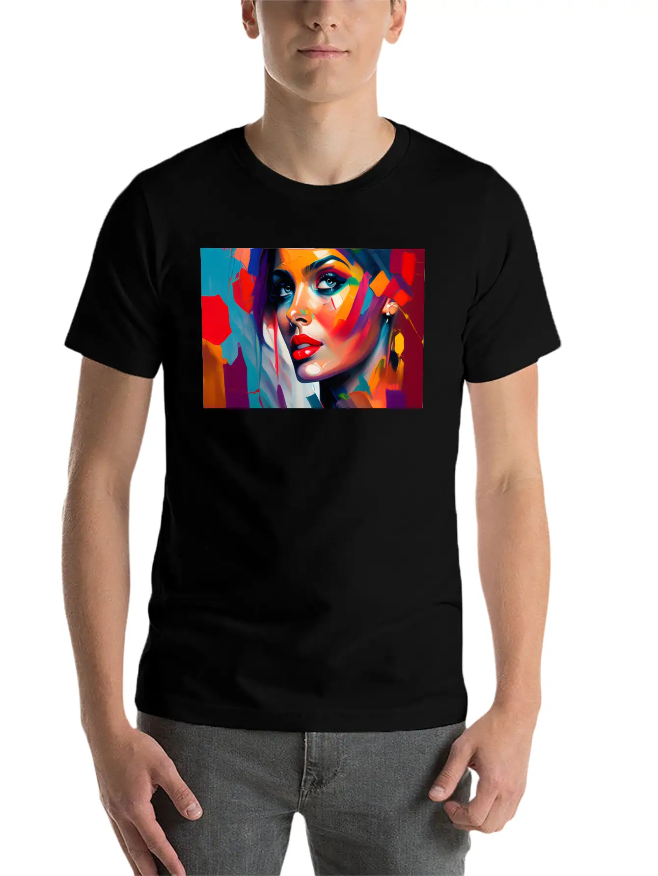 Oil Painting Beautiful Girl Essential Cotton Tee For Daily Outfits ¨C Unisex Style