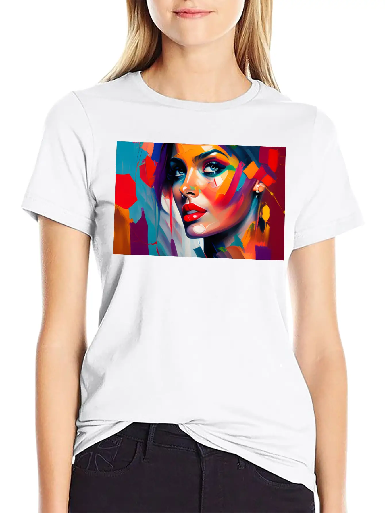 Oil Painting Beautiful Girl Essential Cotton Tee For Daily Outfits ¨C Unisex Style