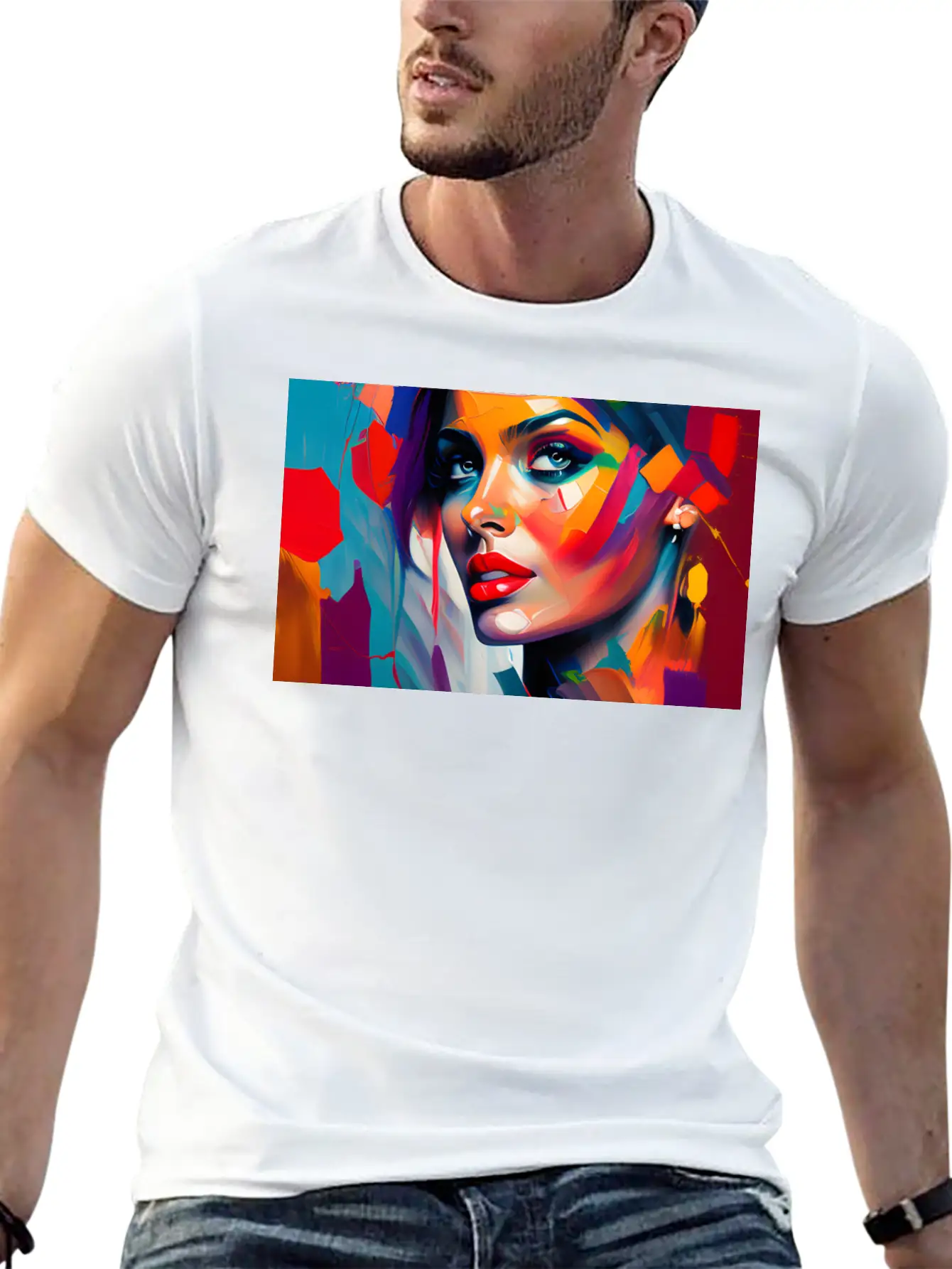 Oil Painting Beautiful Girl Essential Cotton Tee For Daily Outfits ¨C Unisex Style