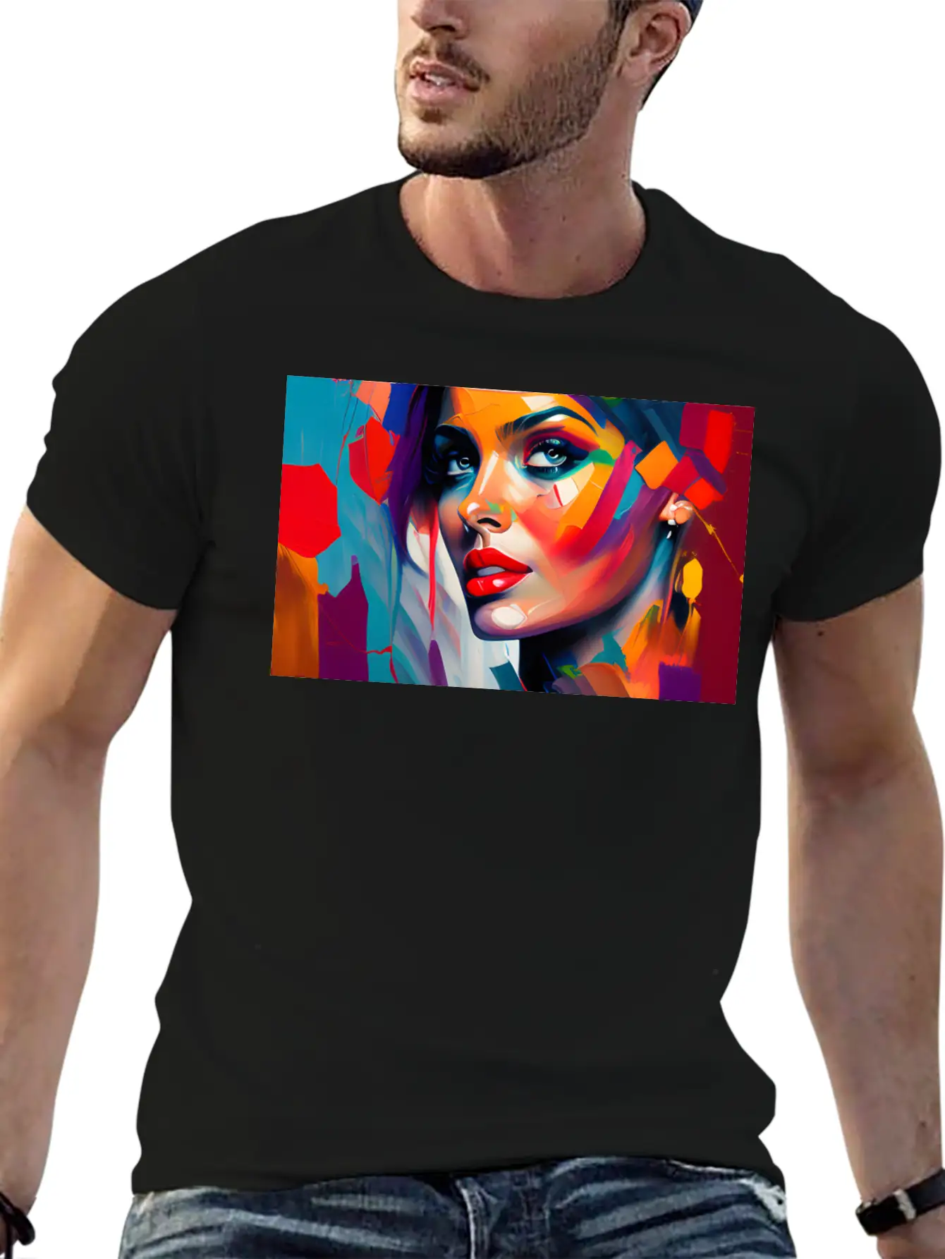 Oil Painting Beautiful Girl Essential Cotton Tee For Daily Outfits ¨C Unisex Style