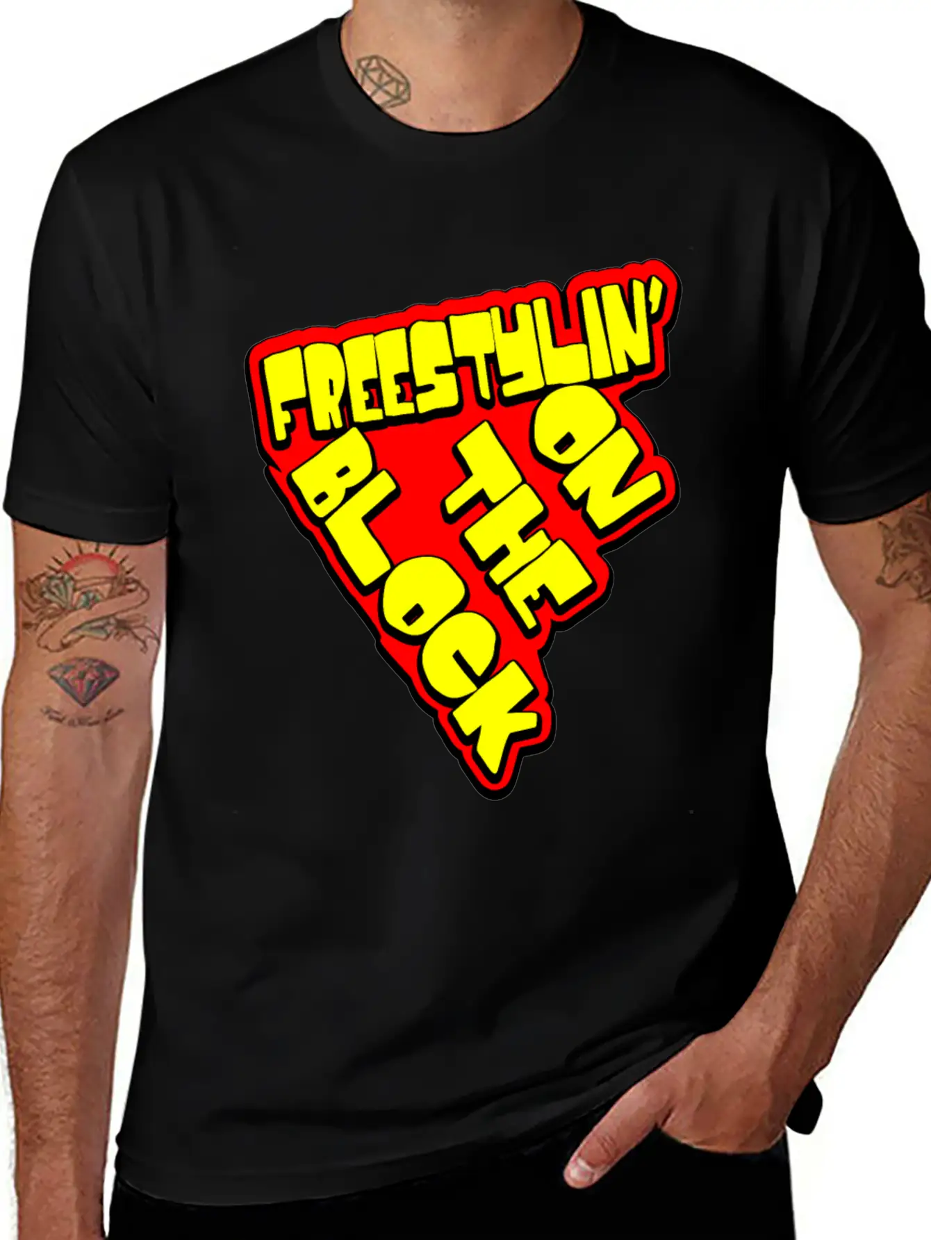 On The Block - Freestyling - Hip Hop Basic Graphic T-Shirt ¨C Daily Comfort In Soft Cotton