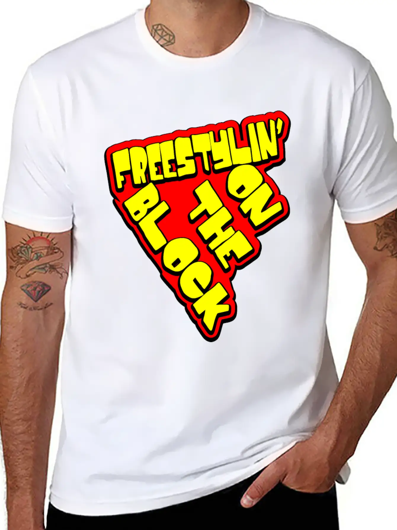 On The Block - Freestyling - Hip Hop Basic Graphic T-Shirt ¨C Daily Comfort In Soft Cotton